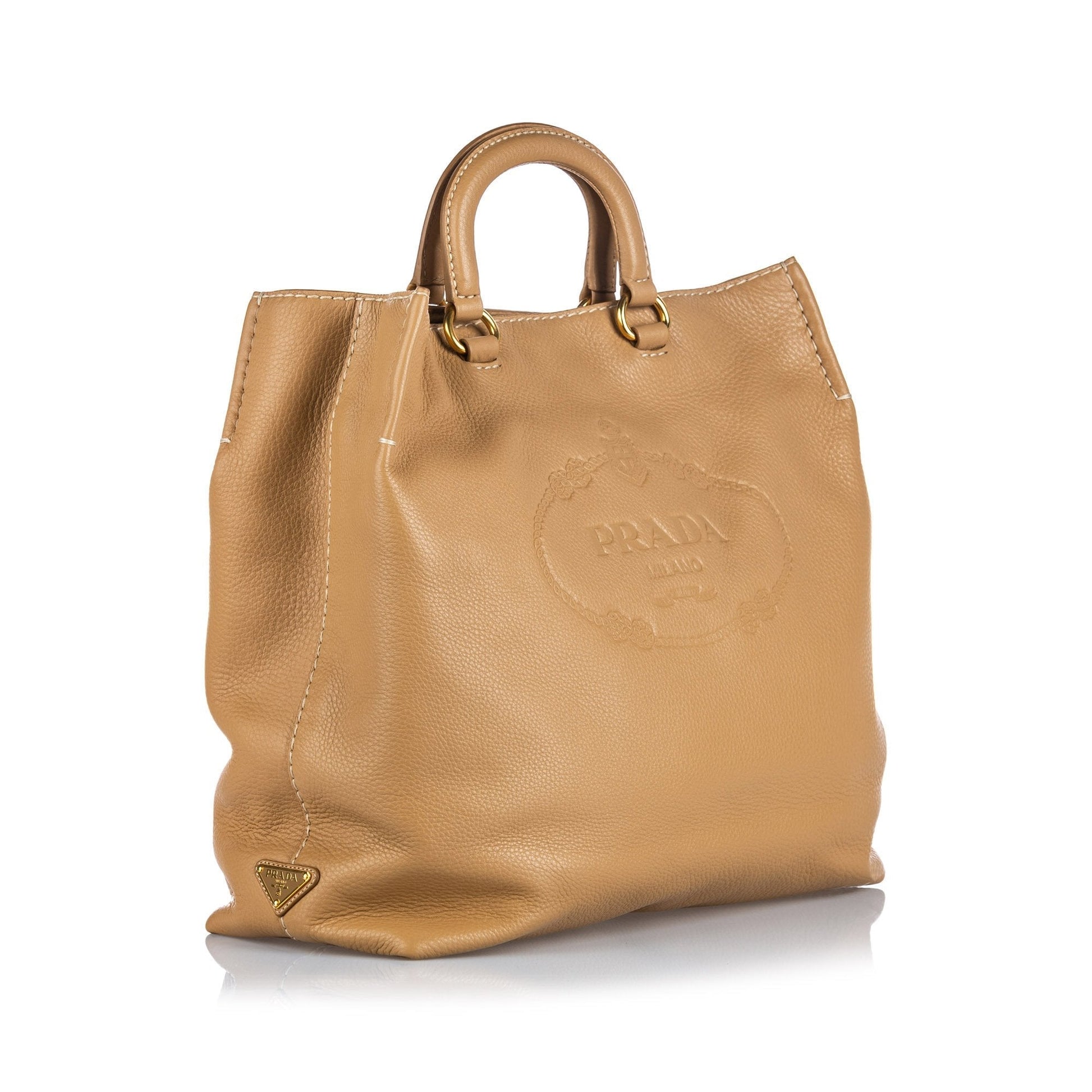 Prada Others Canapa Daino Tote Italy Leather Vitello Brown Tote Bag Daino Tote Italy