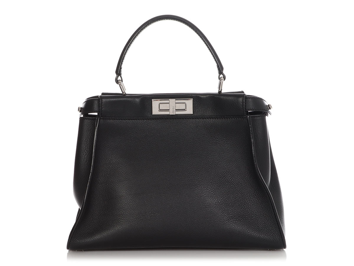 Fendi Monster Peekaboo Shoulder Bag Python Black Medium