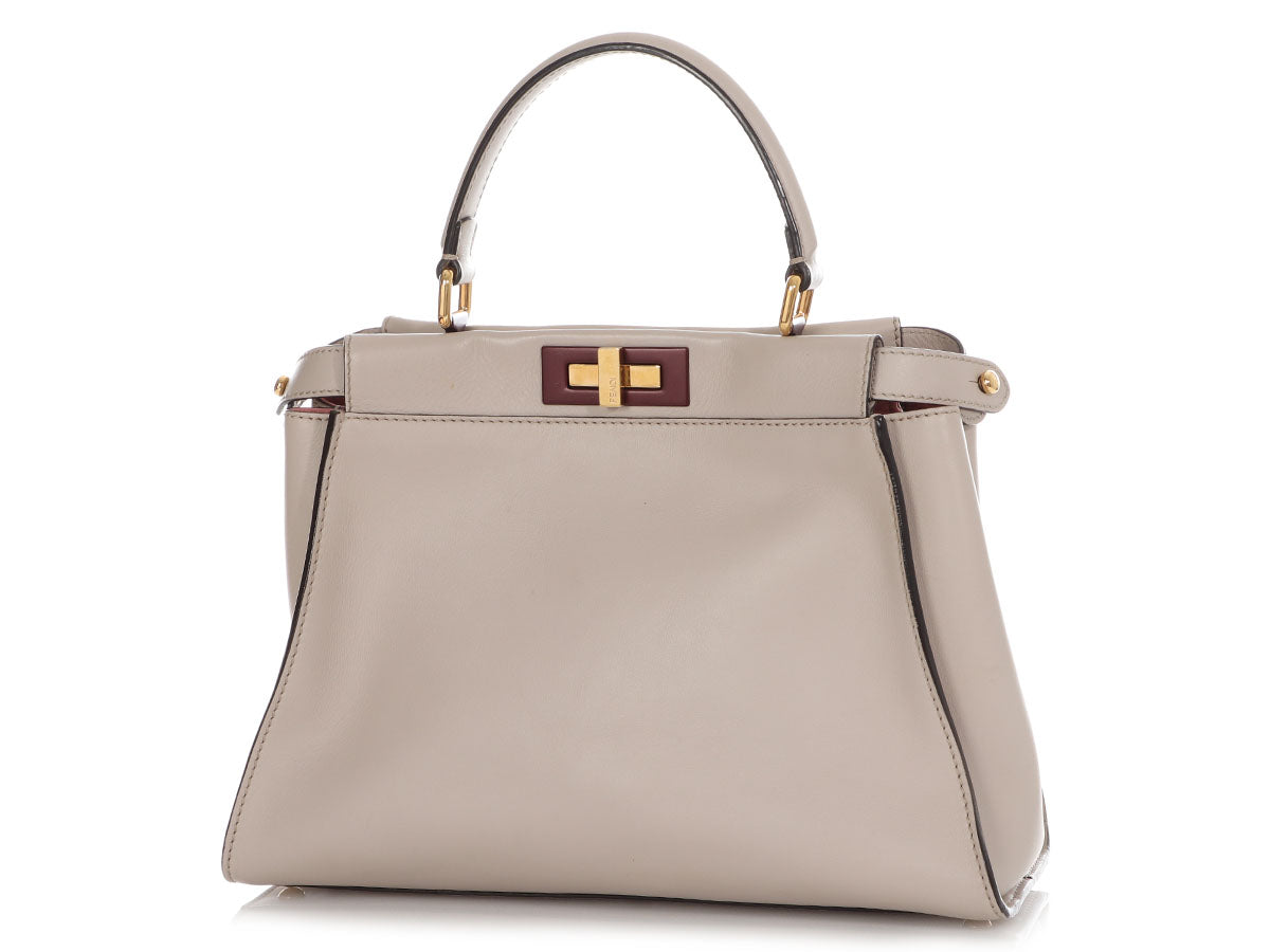 Fendi Grigio Polvere And Bois De Rose Peekaboo Shoulder Medium Shoulder Bag