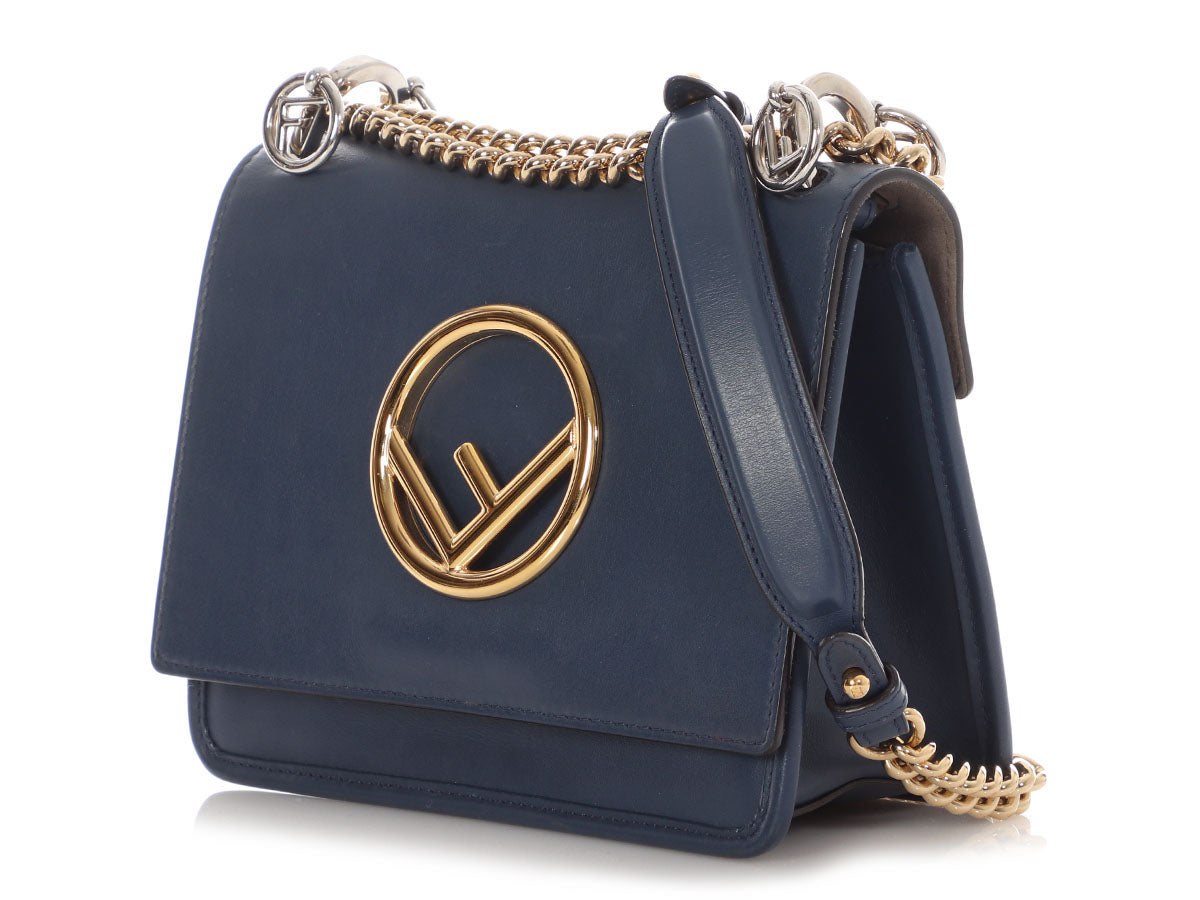 Fendi Kan Shoulder Bag Blue Small Chain