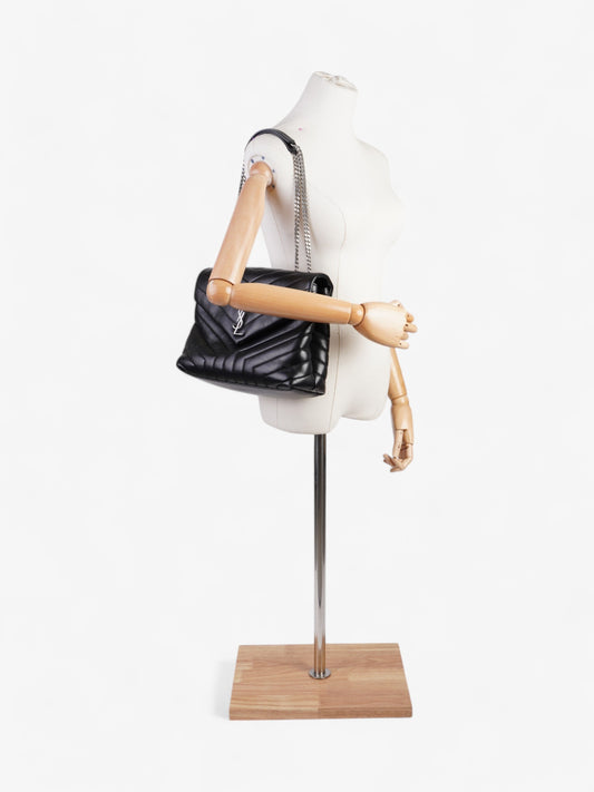 YSL Saint Laurent Lou Lou Calfskin Shoulder Bag Leather Black Medium