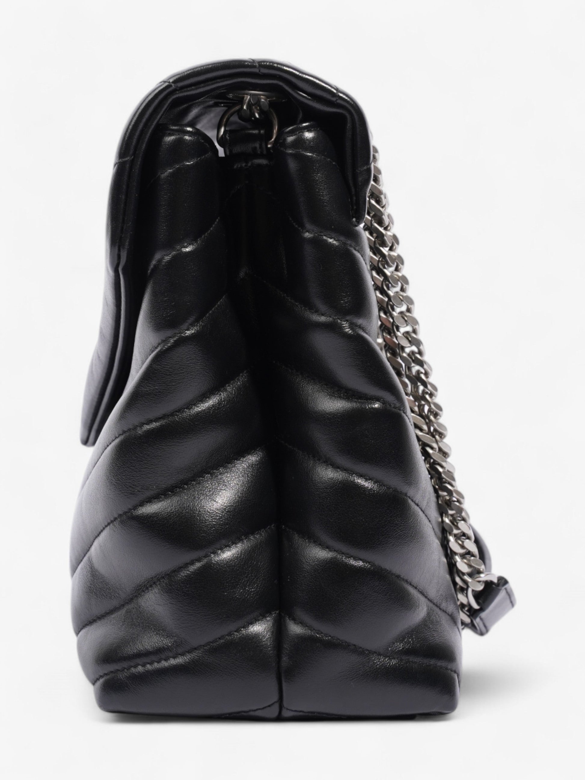 YSL Saint Laurent Lou Lou Calfskin Shoulder Bag Leather Black Medium