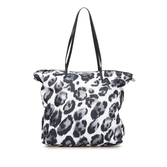 Prada Tessuto Shopper Printed Tote Bag Canvas Nylon Black