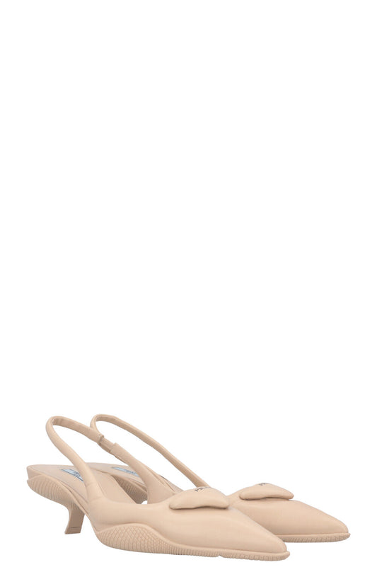 Prada Padded Heels Leather Beige Shoes