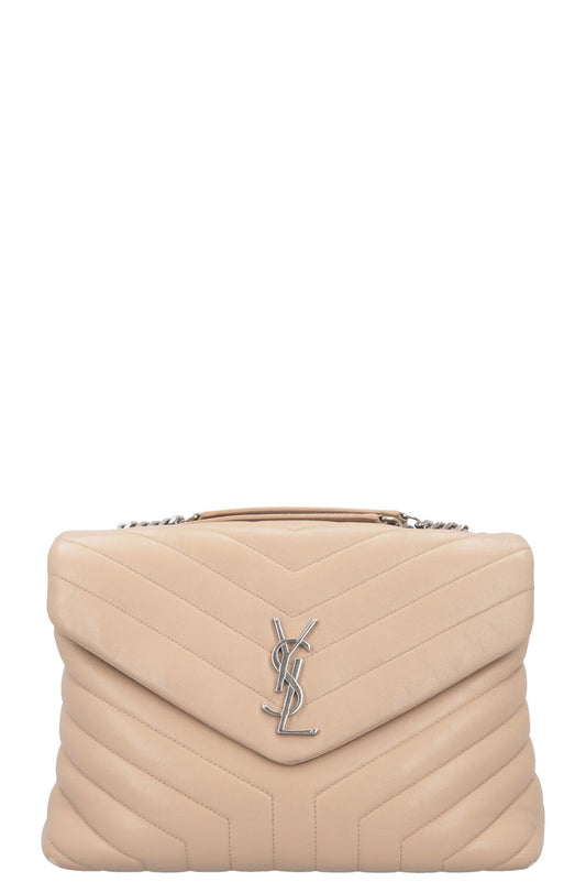 YSL Saint Laurent LouLou Bag Leather Beige Medium Handbag