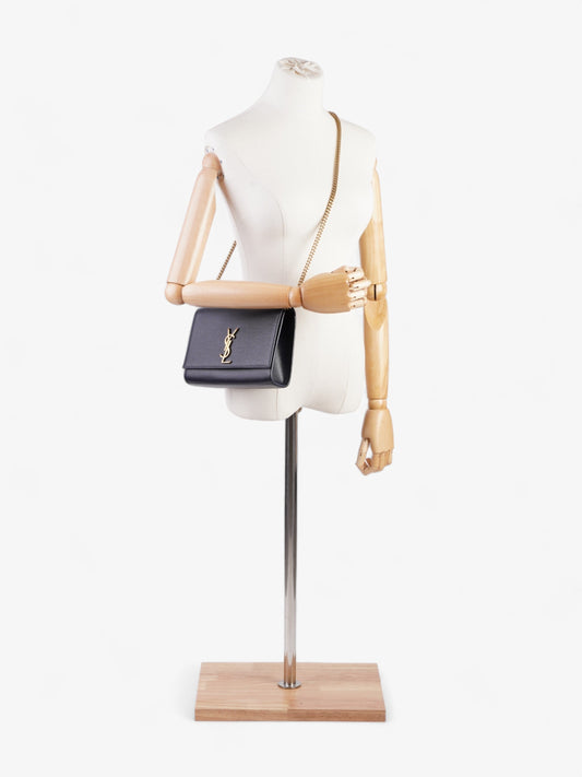 YSL Saint Laurent Kate Shoulder Bag Leather Blue Navy