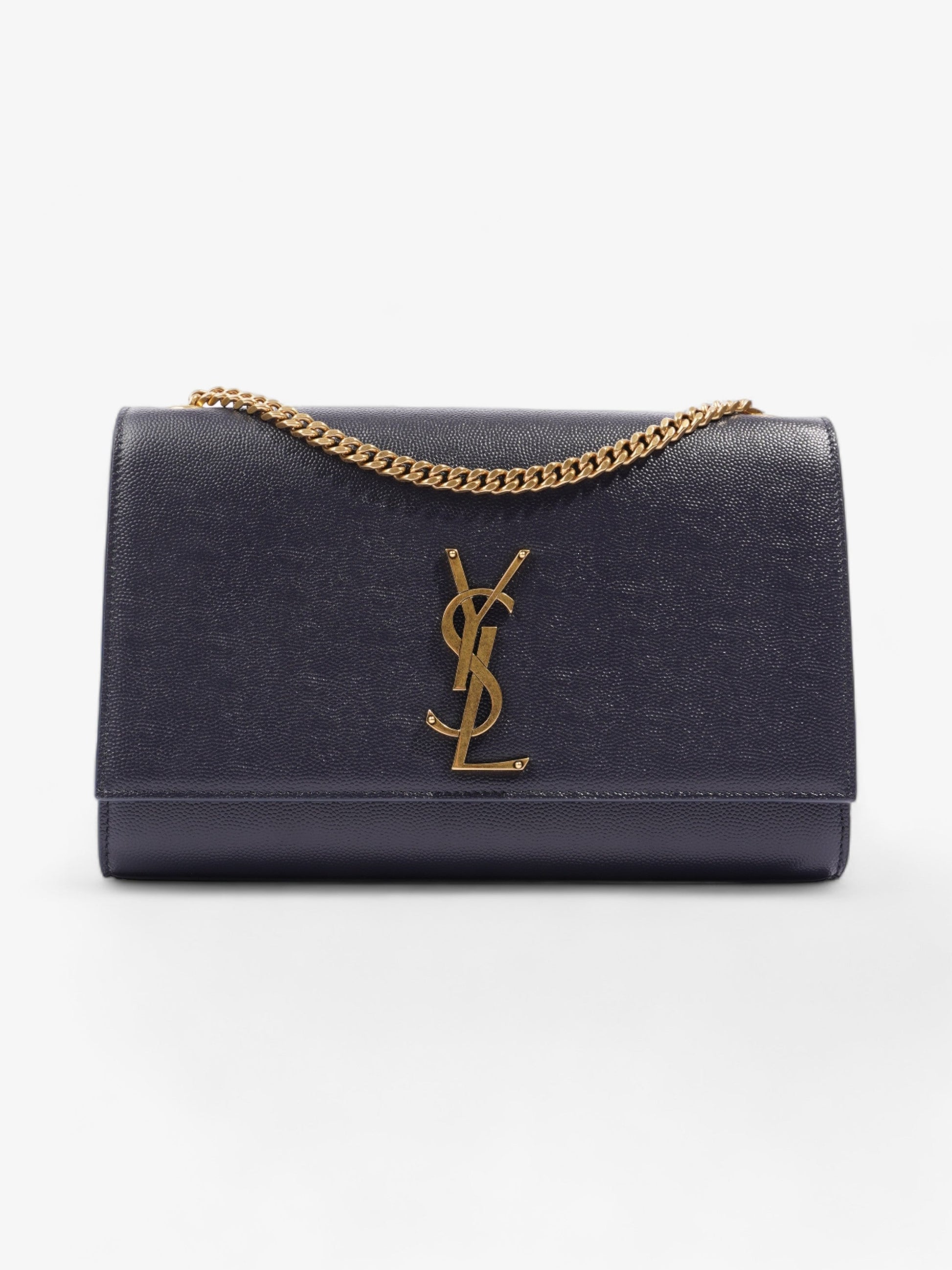 YSL Saint Laurent Kate Shoulder Bag Leather Blue Navy