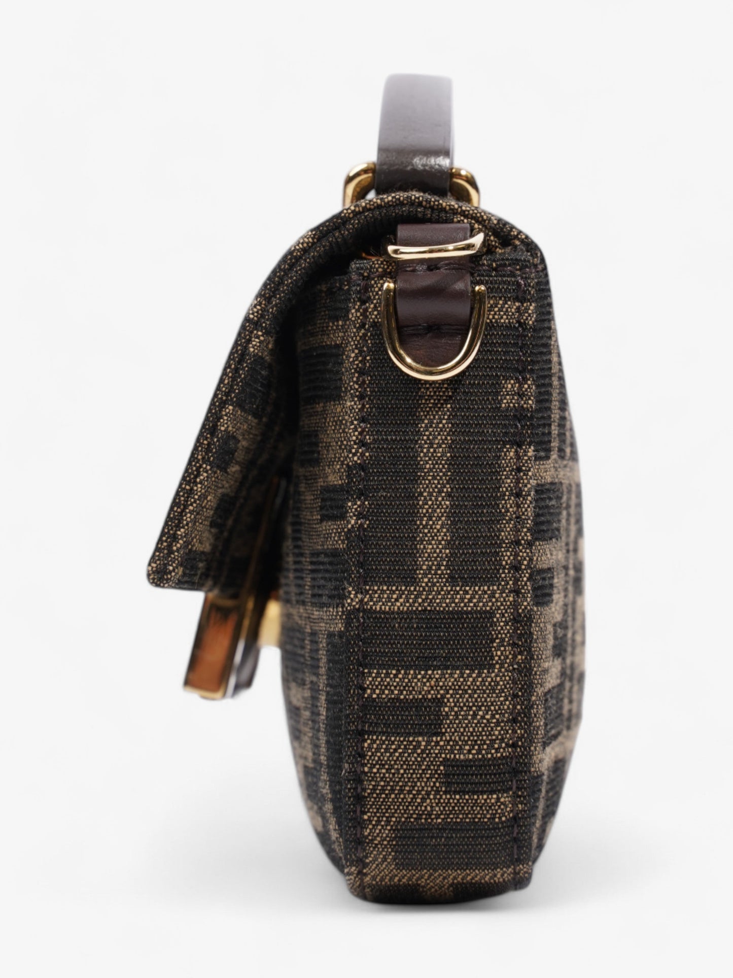 Fendi Baguette Zucca Fabric Crossbody Bag Brown Mini Shoulder Bag