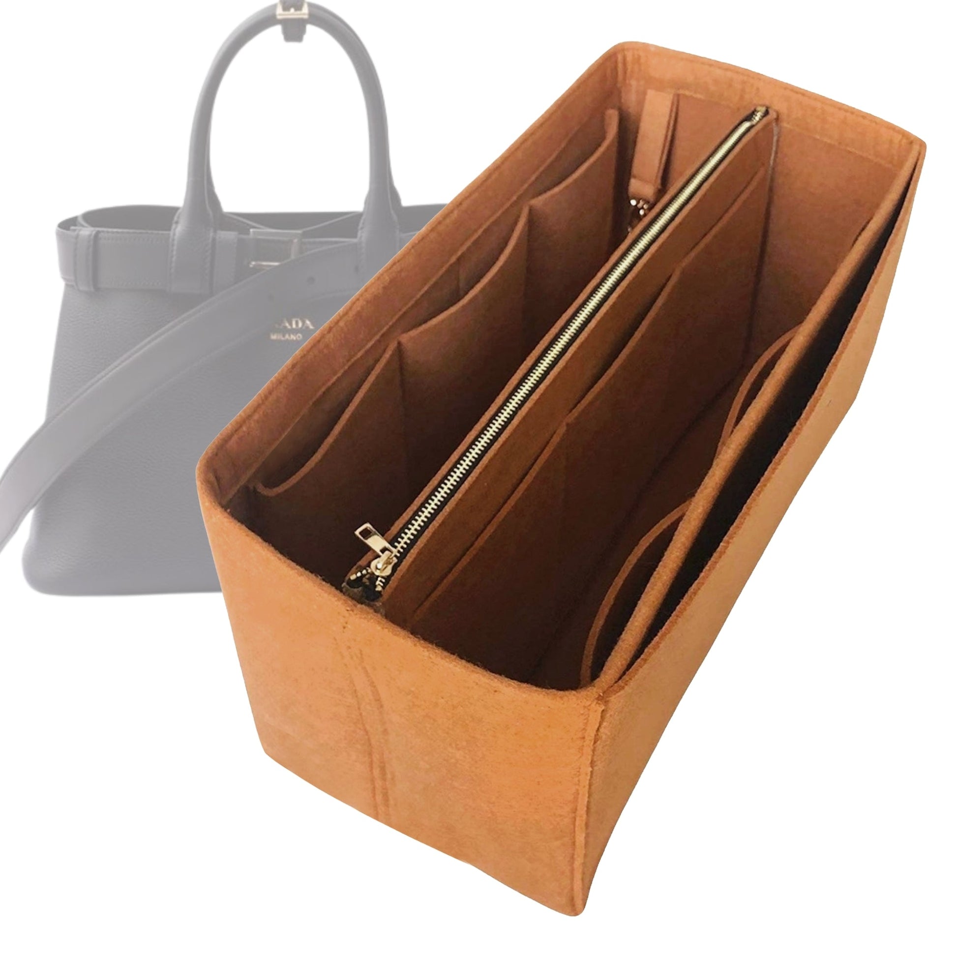 Prada Handbag Organizer for Buckle with belt, Bag Insert Leather Large Felt With Deta