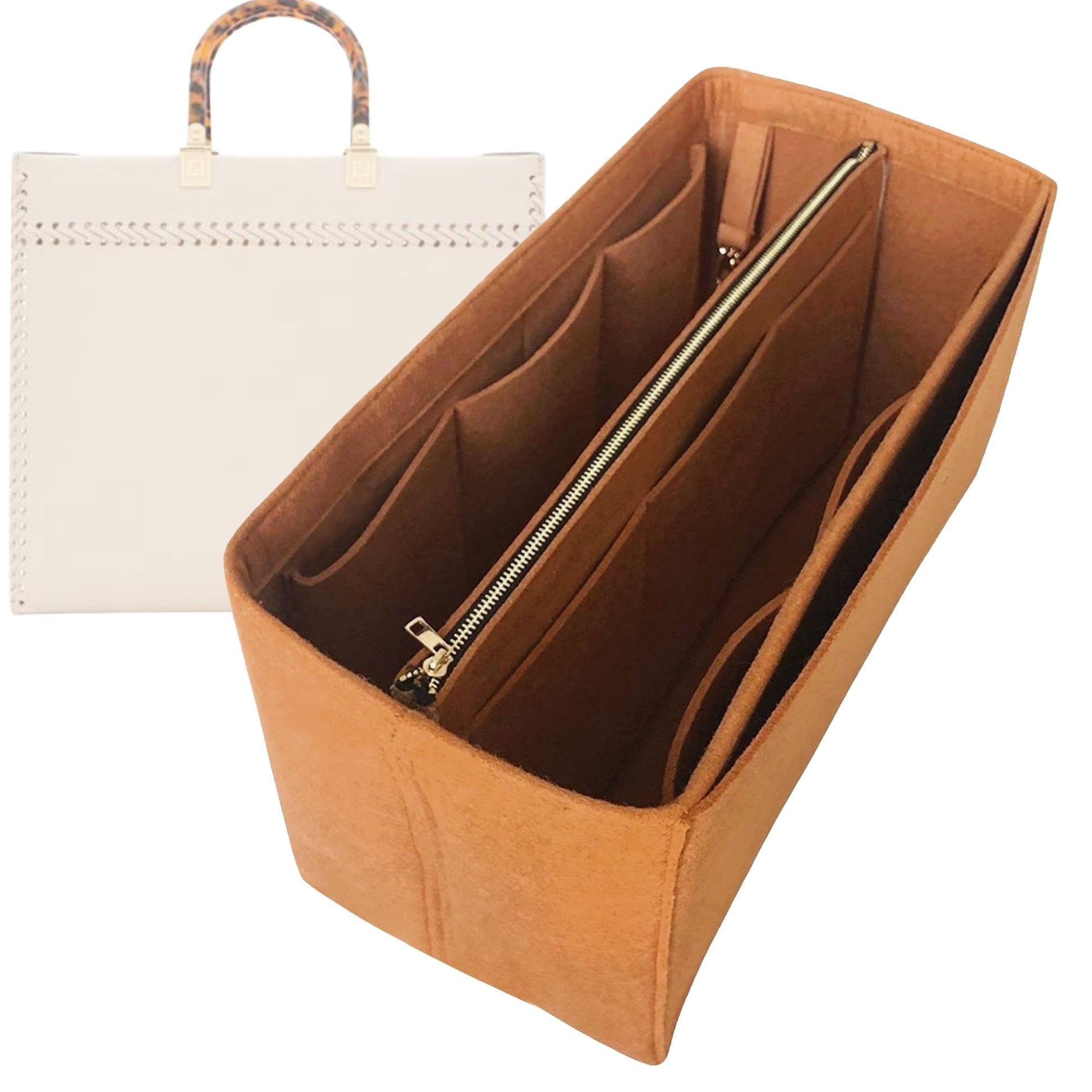 Fendi Handbag Organizer for Sunshine , Bag Insert Felt, Small Zip