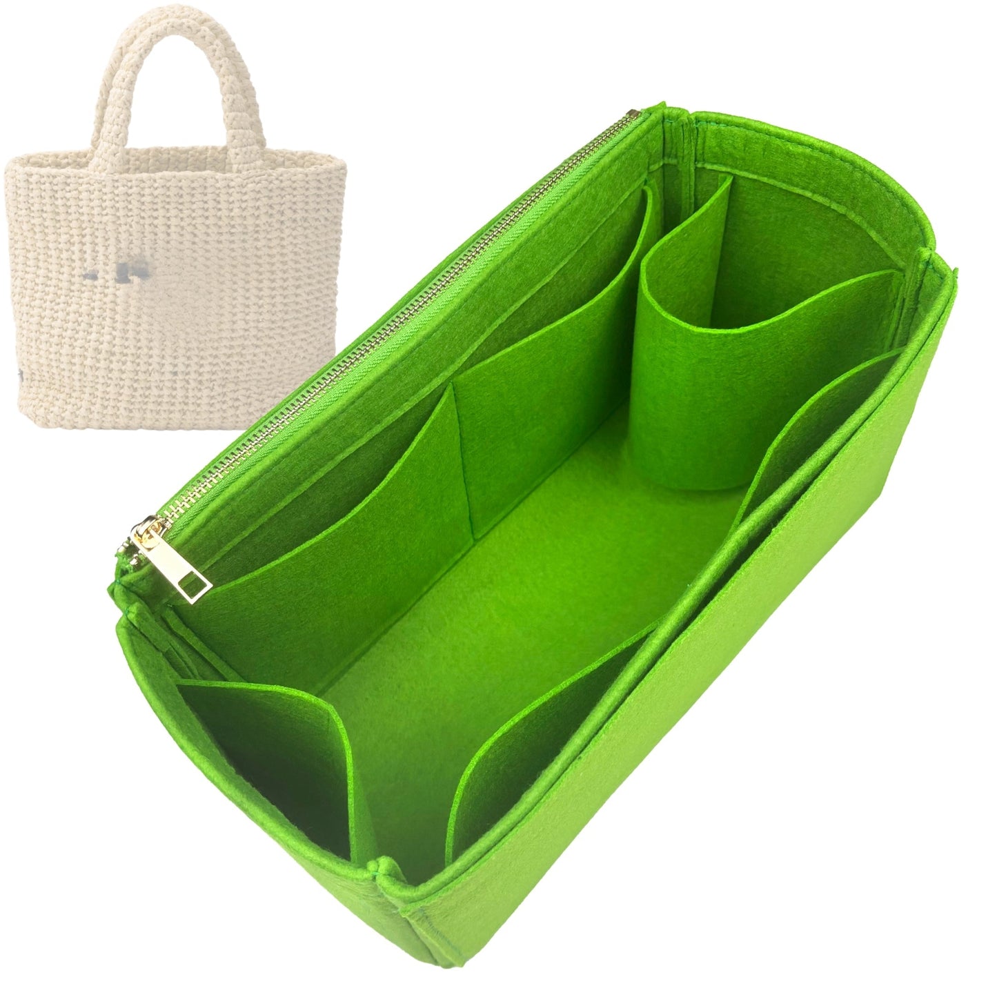 Prada Tote Bag Organizer for Crochet , Bag Insert Medium Zip And Open Compa