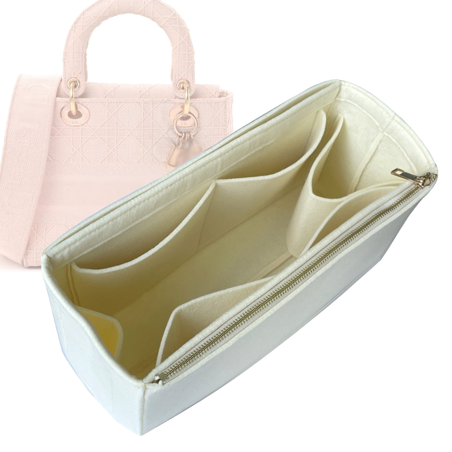 Dior Handbag Organizer for Lady D-Lite Bag, Bag Insert Large Zip Width Zip And