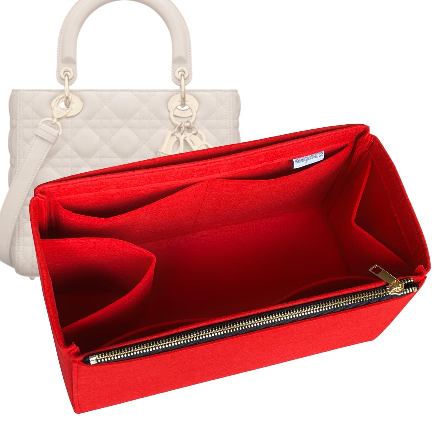 Dior Handbag Organizer for Lady , Bag Insert Felt, Medium Zip And Open Pocke