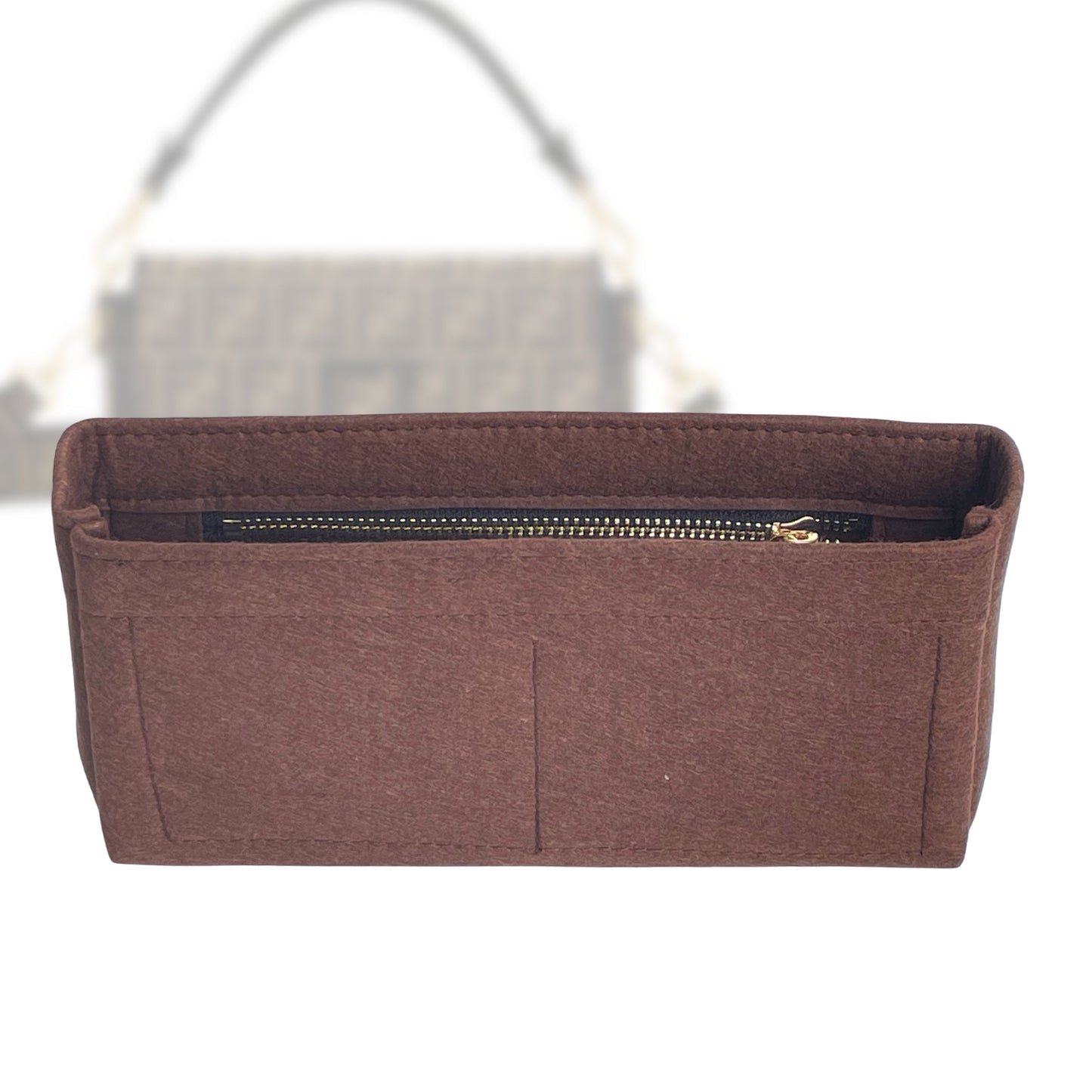 Fendi Handbag Organizer for Baguette 27cm, Bag Insert Felt, Medium Zip Shoulder Bag