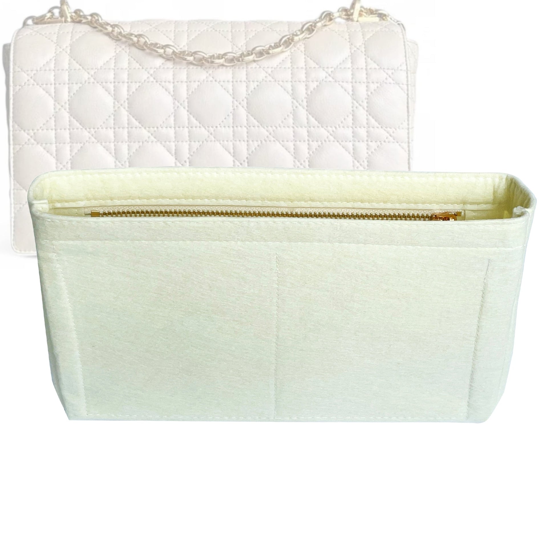 Dior Handbag Organizer for Caro Bag, Bag Insert Felt, Medium Zip