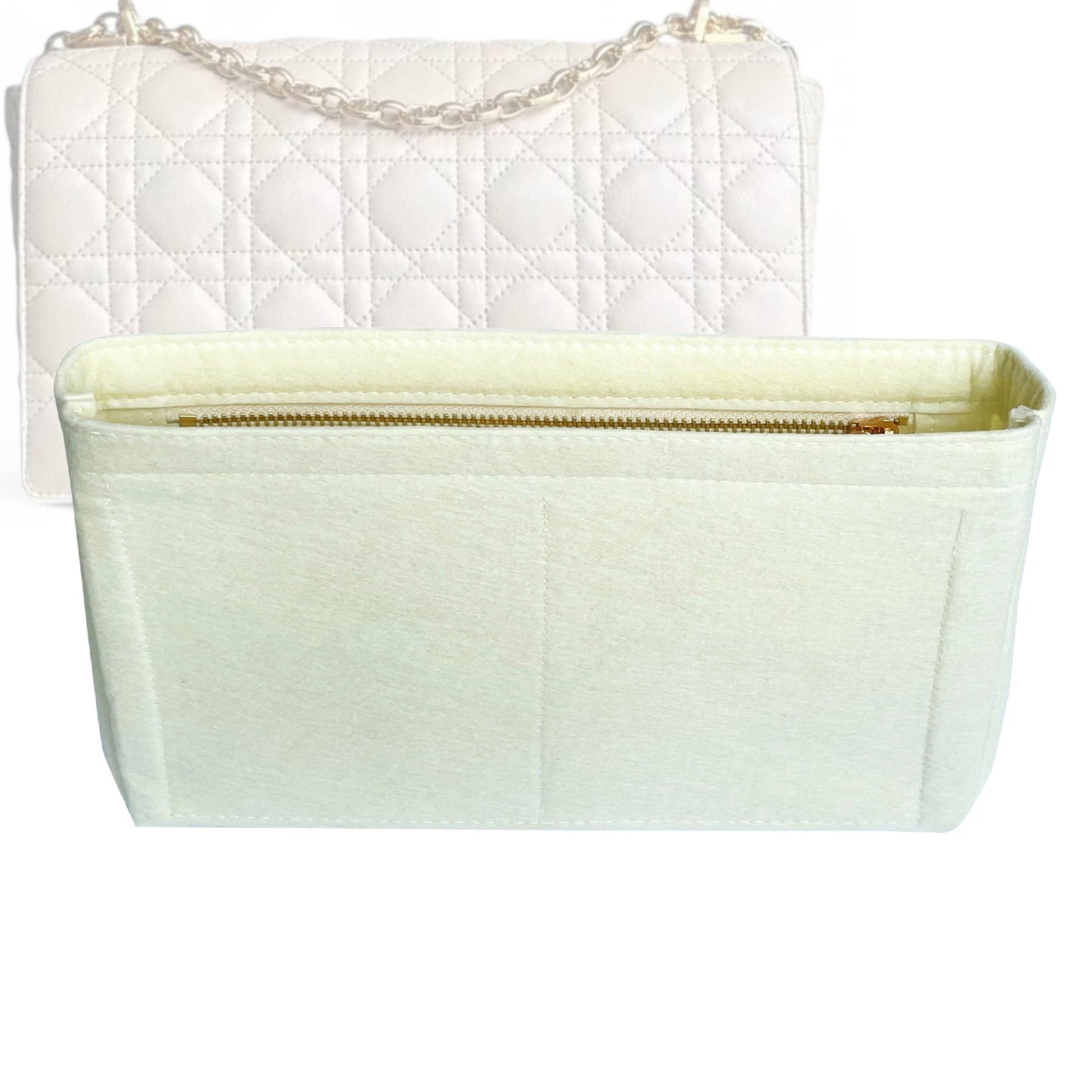 Dior Handbag Organizer for Caro Bag, Bag Insert Felt, Small Zip