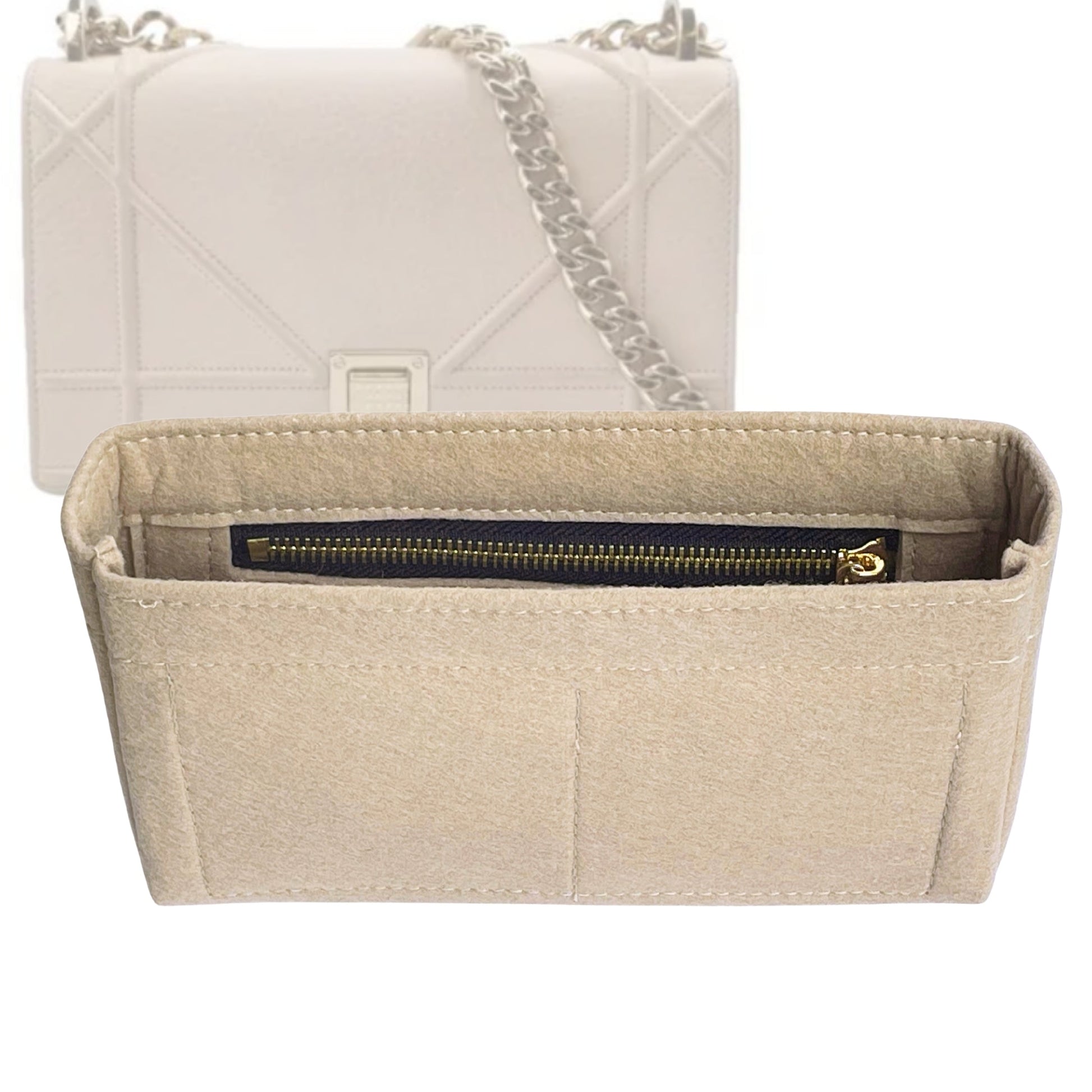 Dior Bag Organizer for ama , Bag Insert Felt, Mini Zip Mini Bag