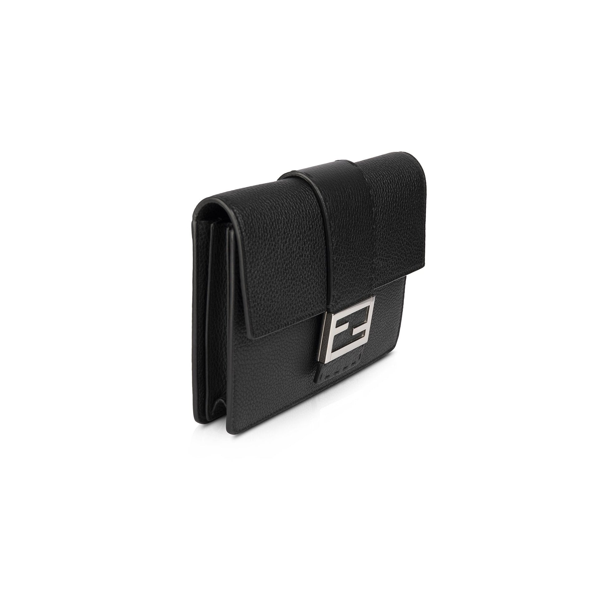 Fendi Calfskin Baguette Clutch Black Clutch Bag
