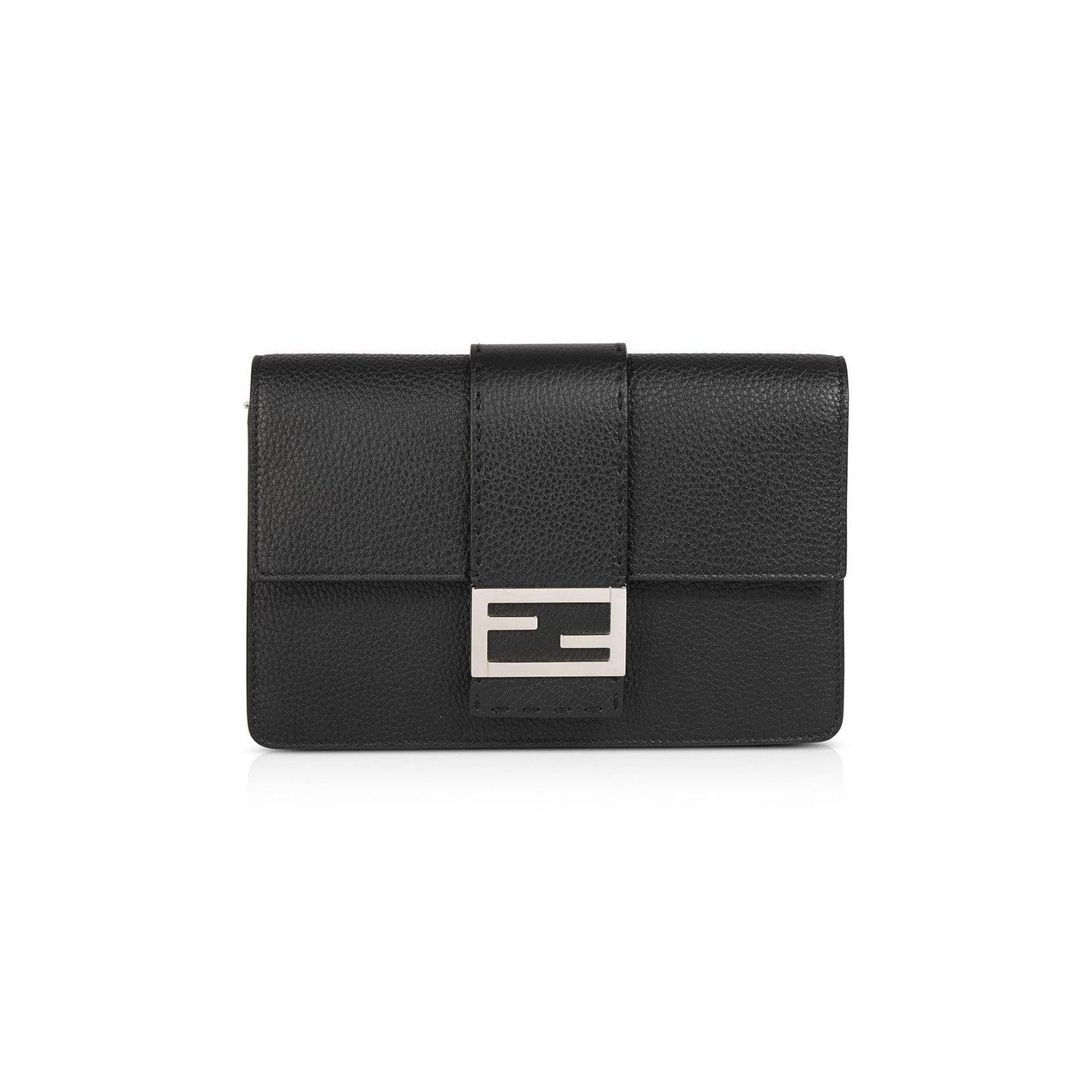 Fendi Calfskin Baguette Clutch Black Clutch Bag