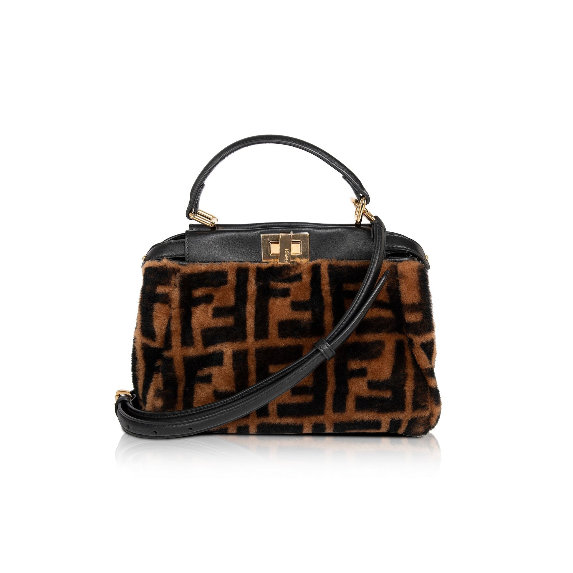 Fendi Shearling Zucca Peekaboo Bag Mini Travel Bag