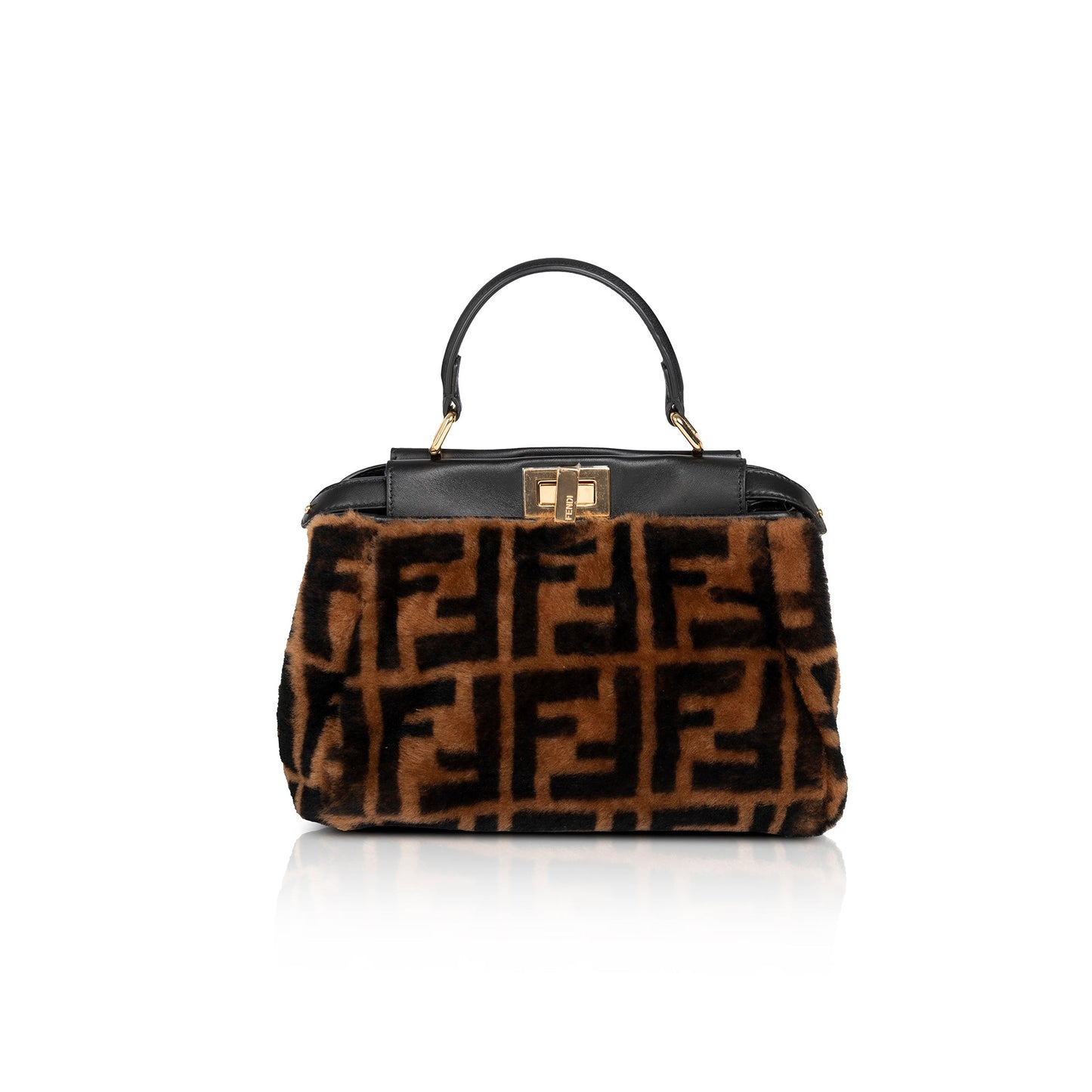 Fendi Shearling Zucca Peekaboo Bag Mini Travel Bag