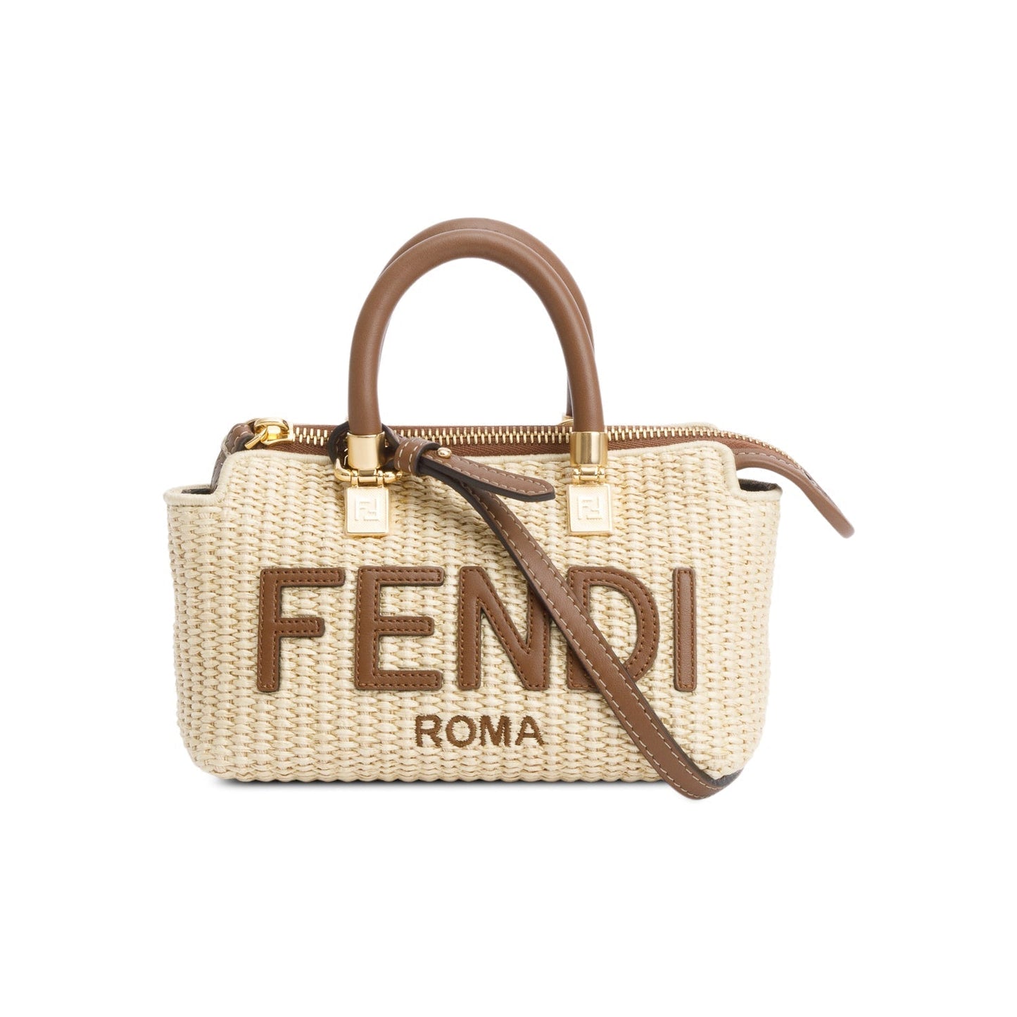 Fendi Neutral By The Way Boston Bag Raffia Mini Travel Bag