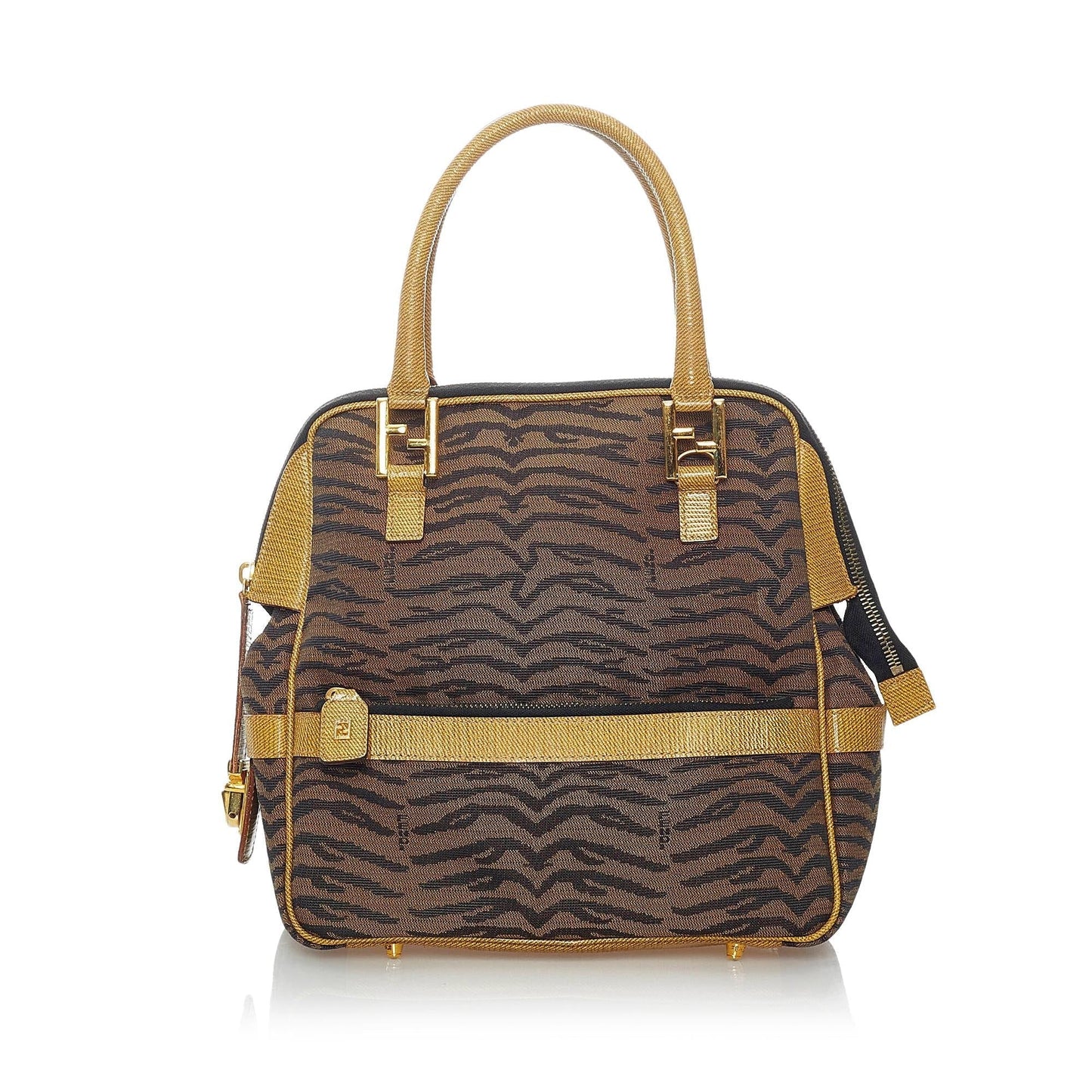 Fendi Animal Print Handbag Shg Canvas Satchel Bag