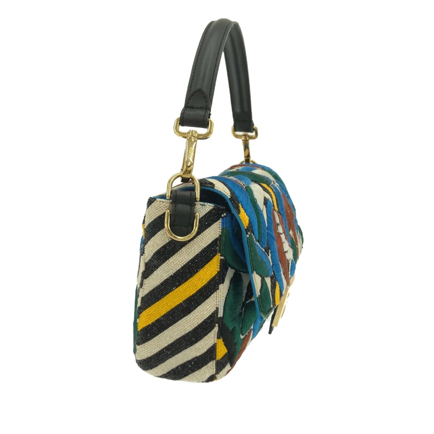 Fendi Beaded Dolce Leaf Baguette Shg Zub1Eb Satchel Bag Vitello Embroidered