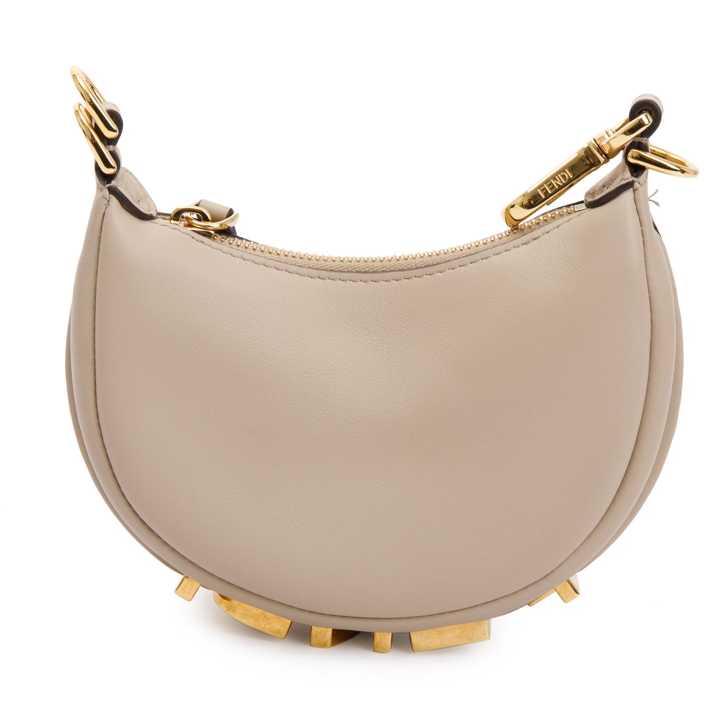 Fendi Calfskin Nano graphy Bag Leather Beige Travel Bag