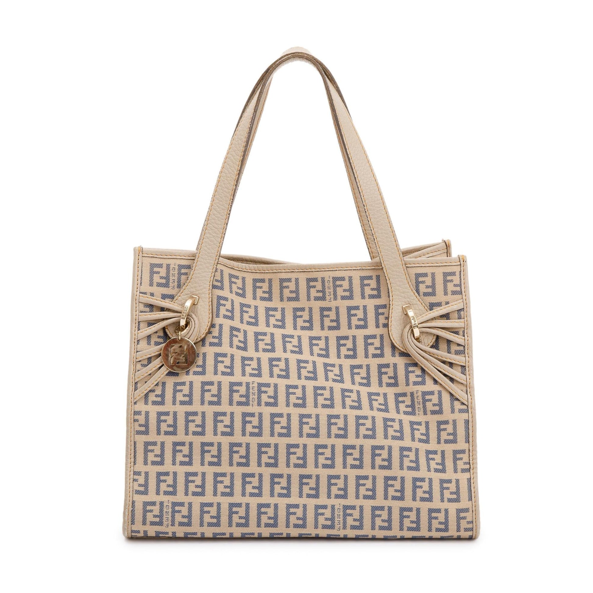 Fendi Zucchino Vitello Shopping Tote Beige Tote Bag