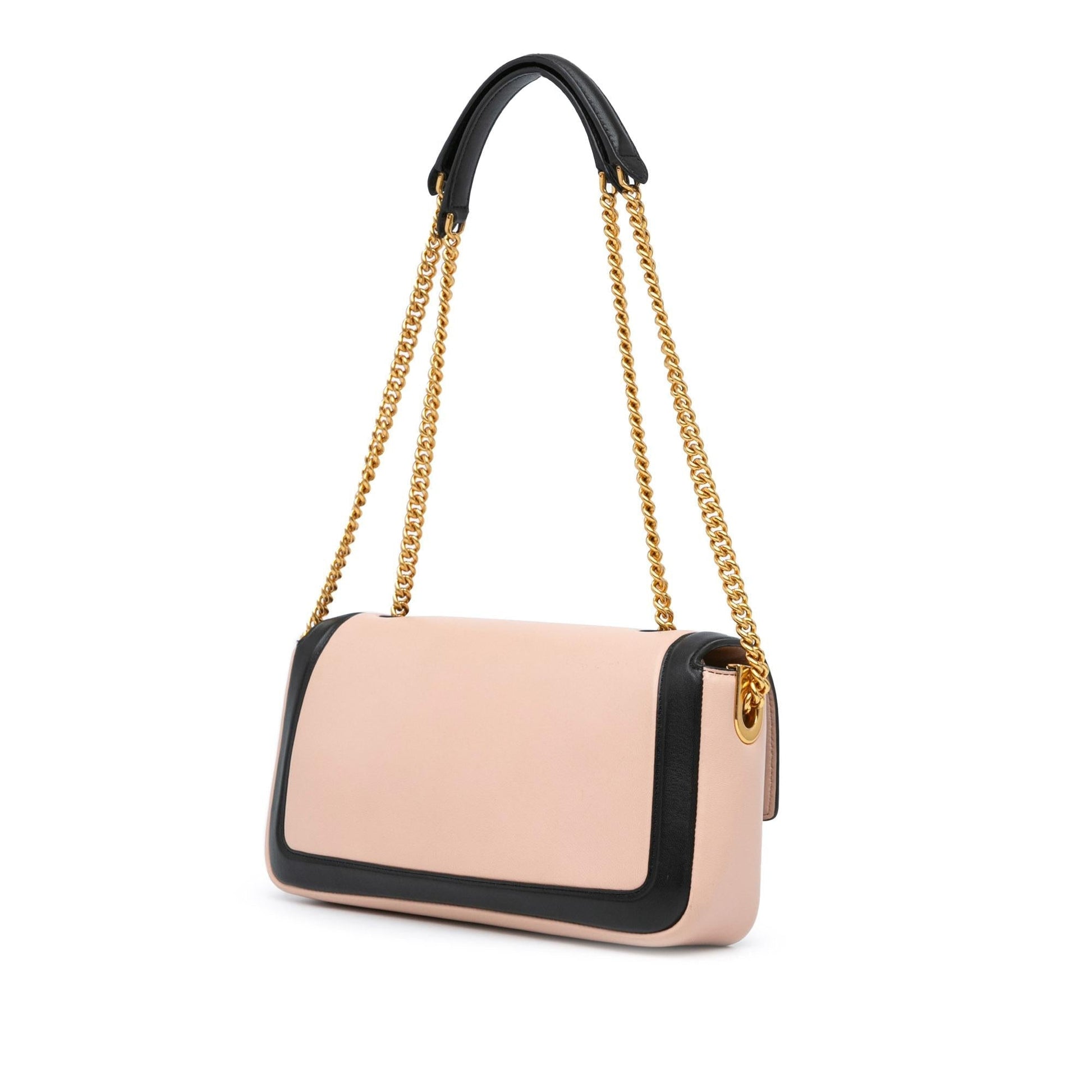 Fendi Bicolor Midi Baguette Shoulder Bag Leather Chain Baguette Shg Hano4S