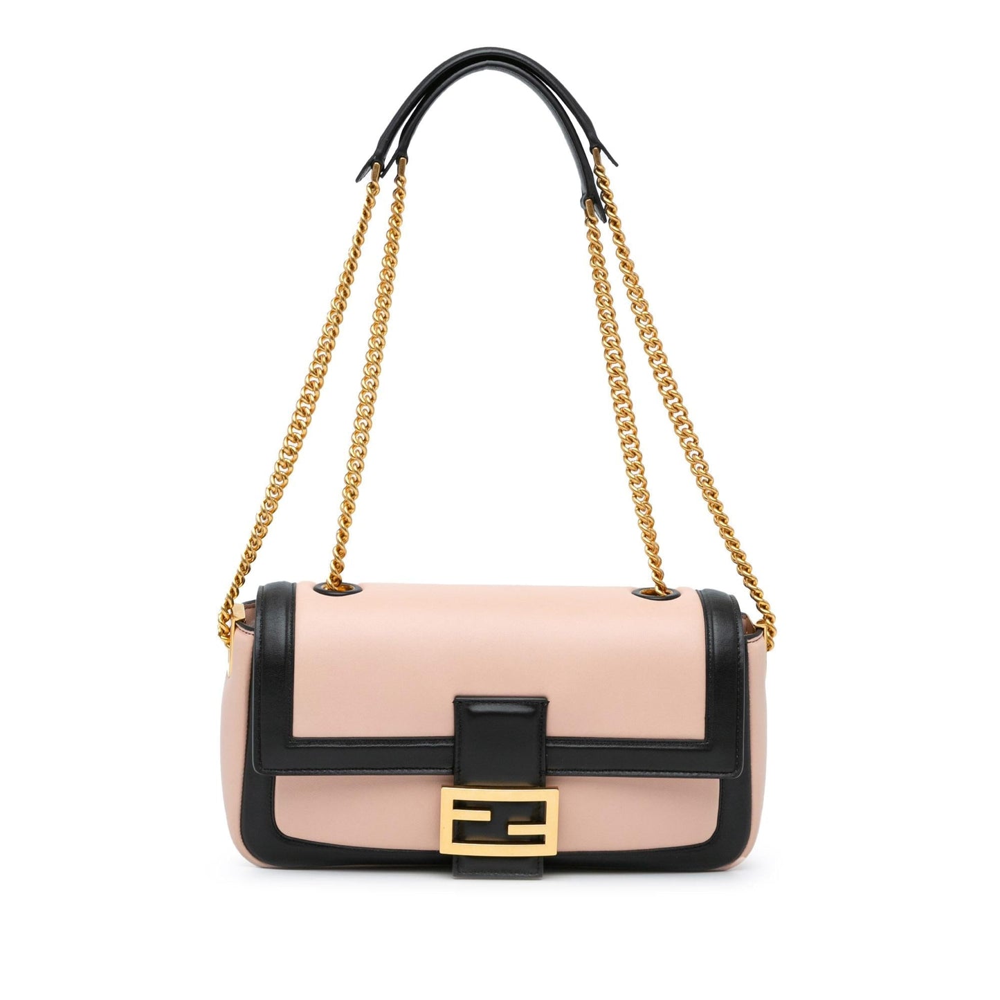 Fendi Bicolor Midi Baguette Shoulder Bag Leather Chain Baguette Shg Wotmmd