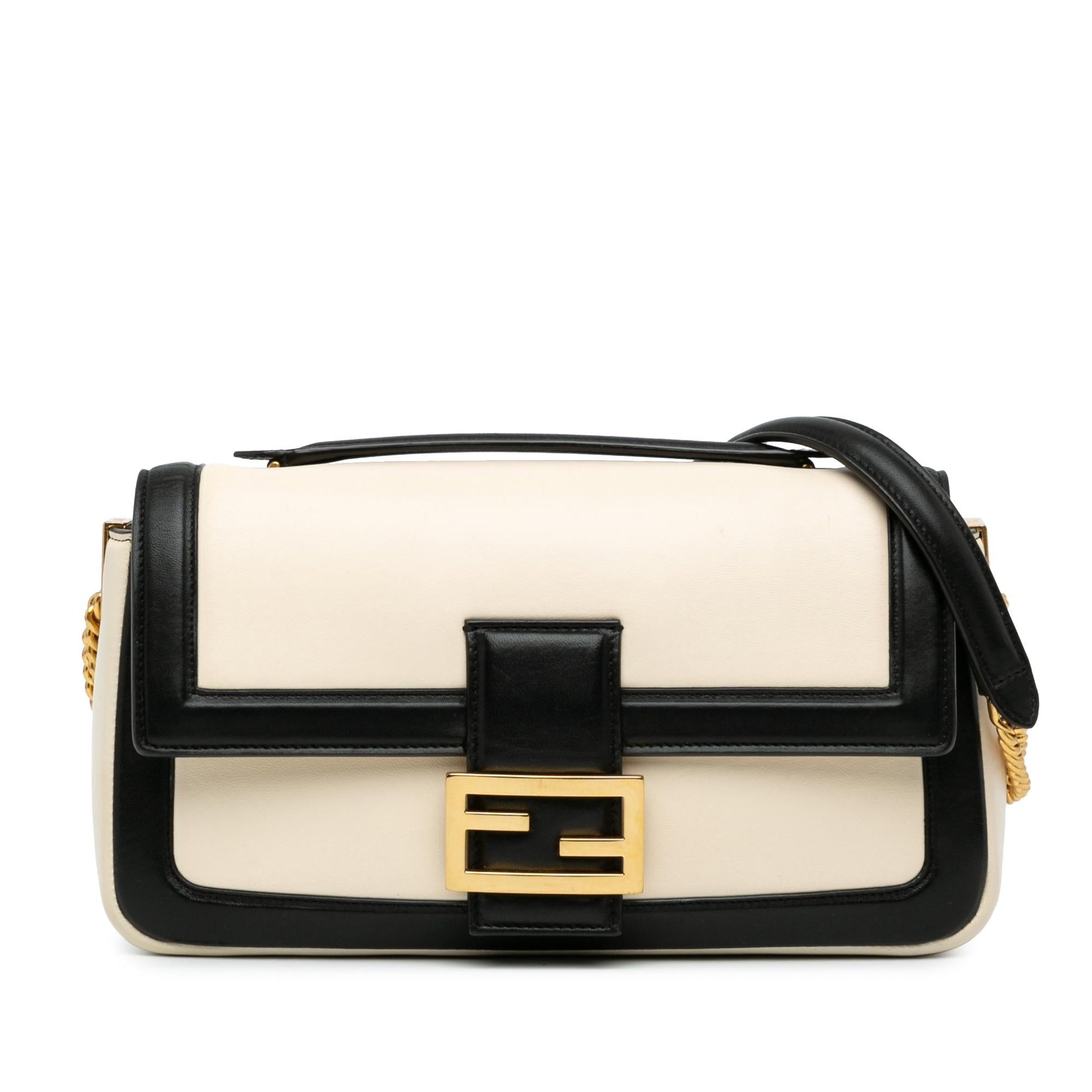 Fendi Bicolor Midi Baguette Shoulder Bag Leather Chain Midi Baguette 2