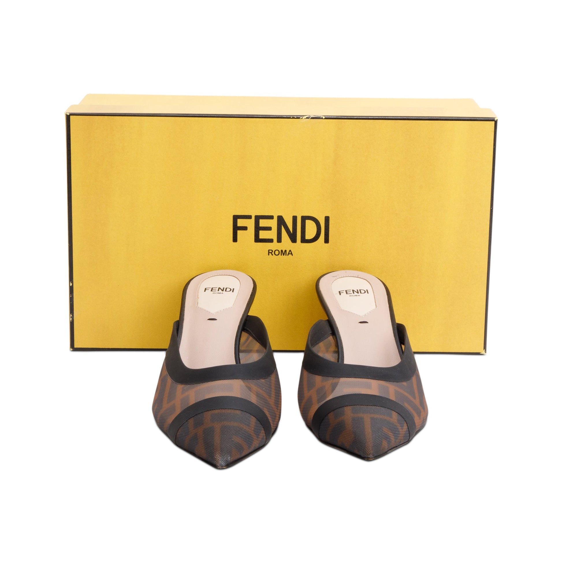Fendi Ff Zucca Colibri Mesh Pumps Size Travel Black Shoes