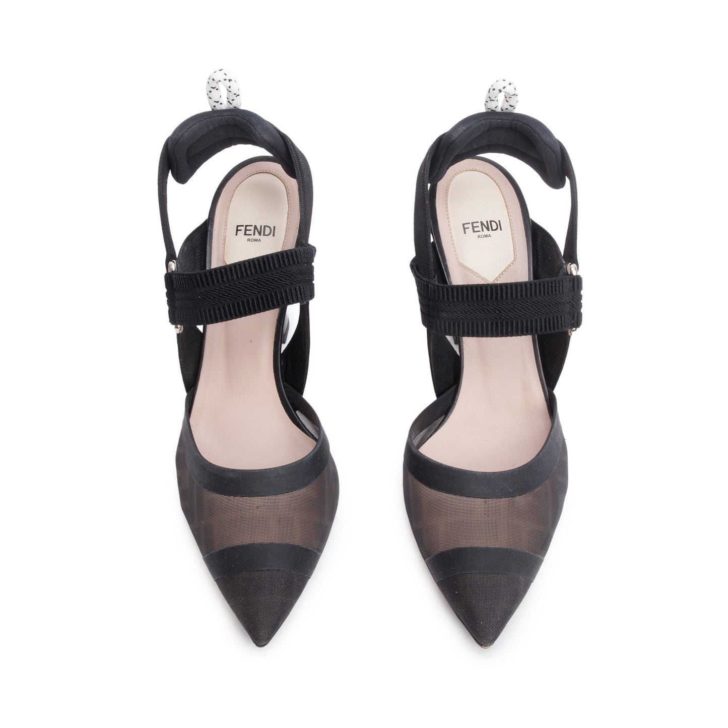 Fendi Ff Zucca Colibri Mesh Slingback Pumps Size Black Shoes