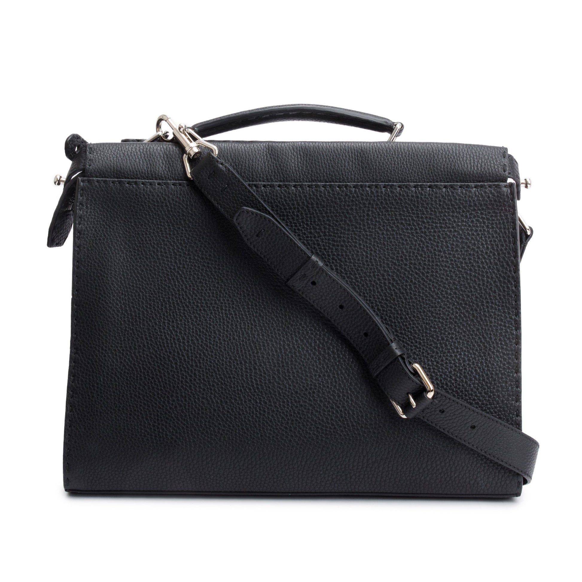 Fendi Selleria Monster Peekaboo Iseeu Briefcase Travel Bag Leather Black