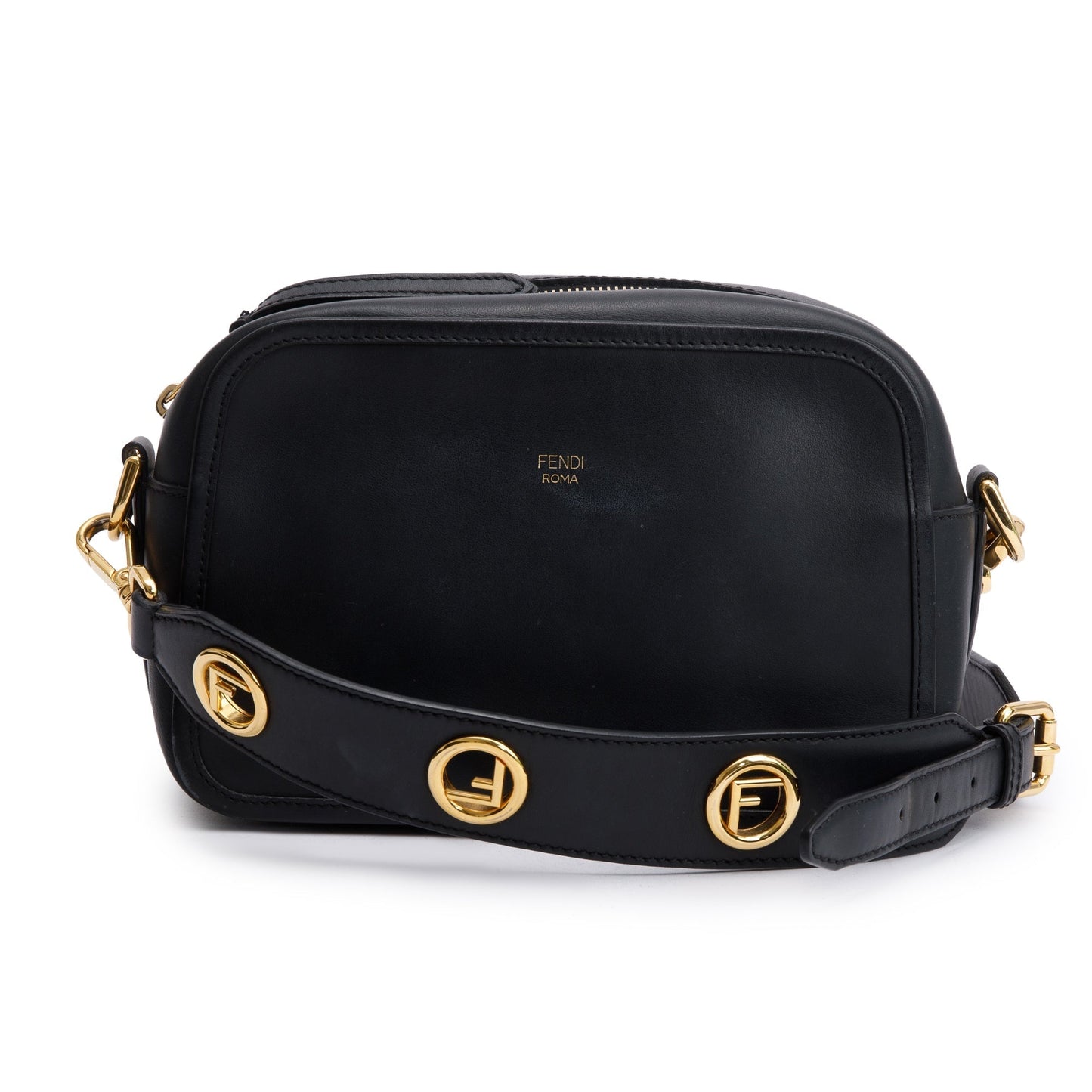 Fendi Vitello Century Is Camera Bag Leather Black Travel Bag