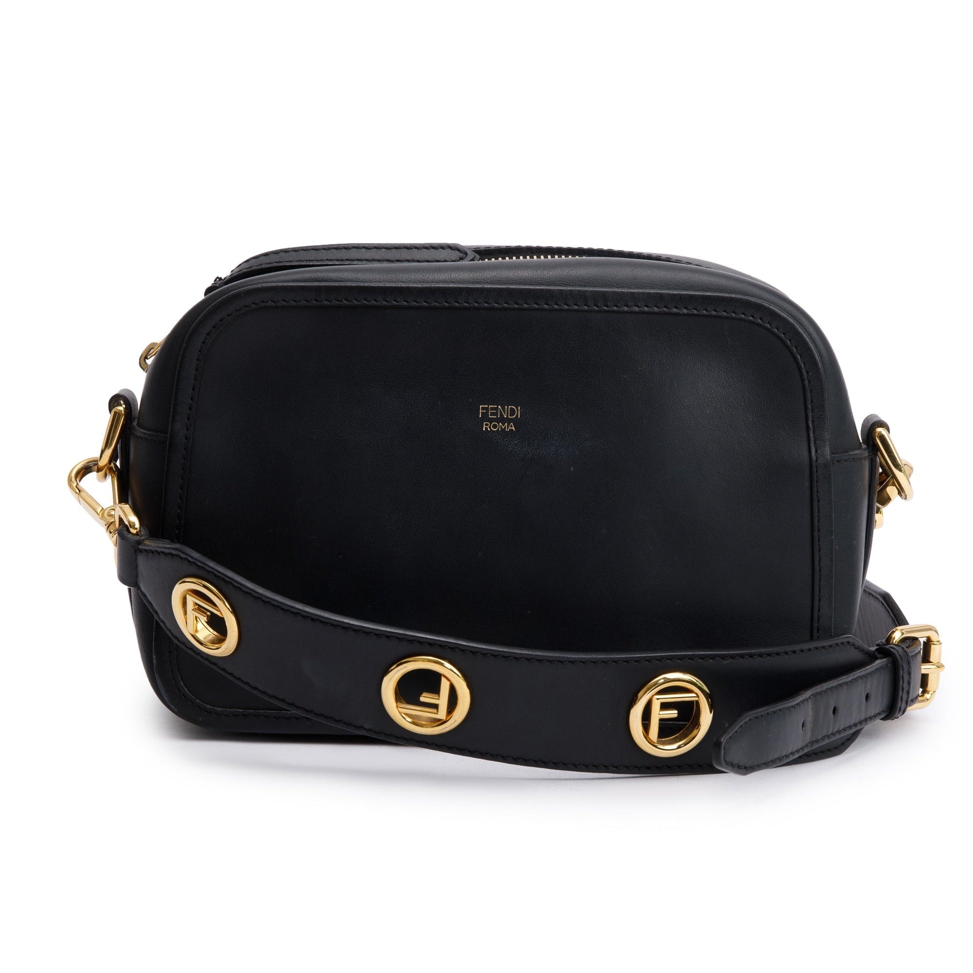 Fendi Vitello Century Is Camera Bag Leather Black Travel Bag