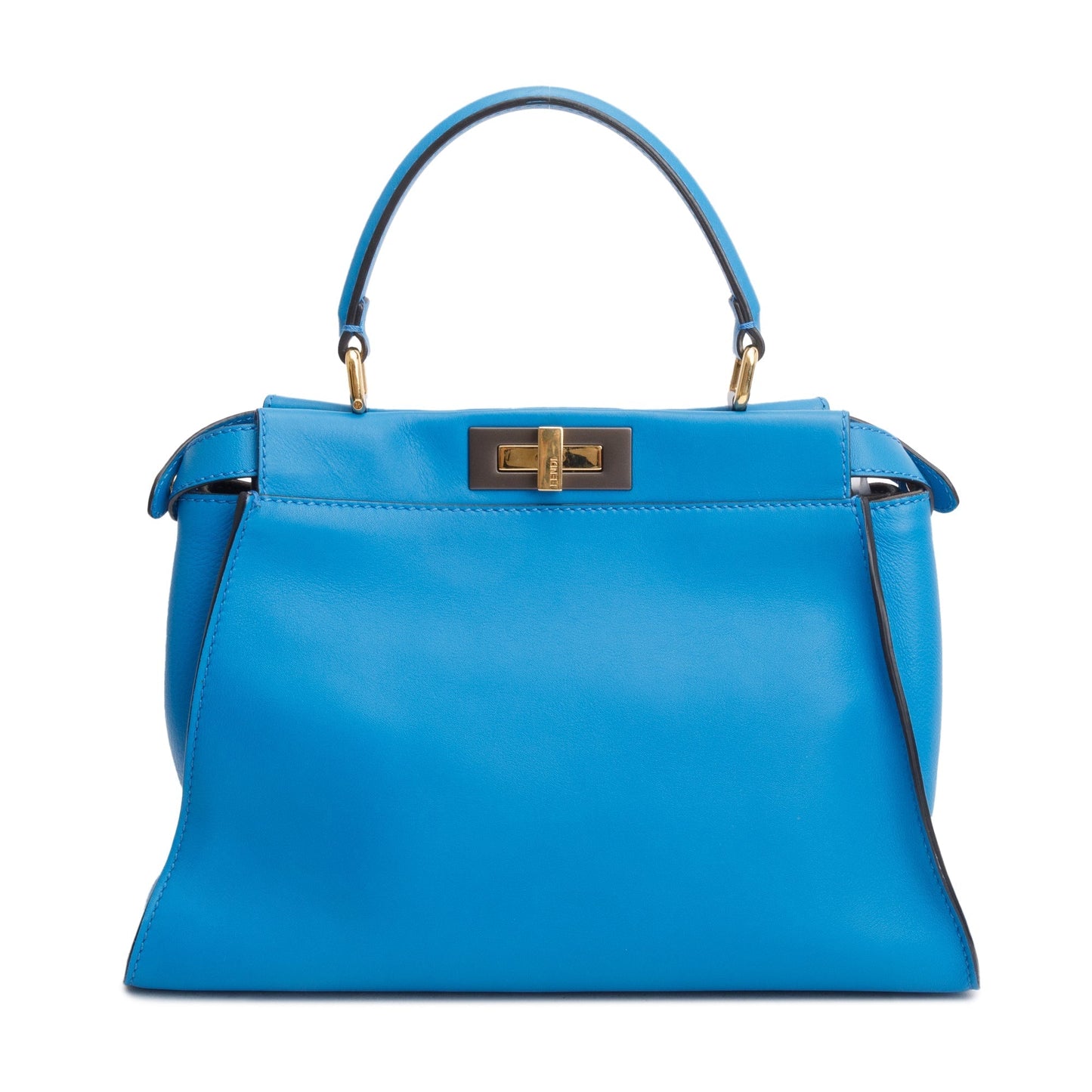 Fendi Calfskin Peekaboo Bag Leather Blue Travel Bag