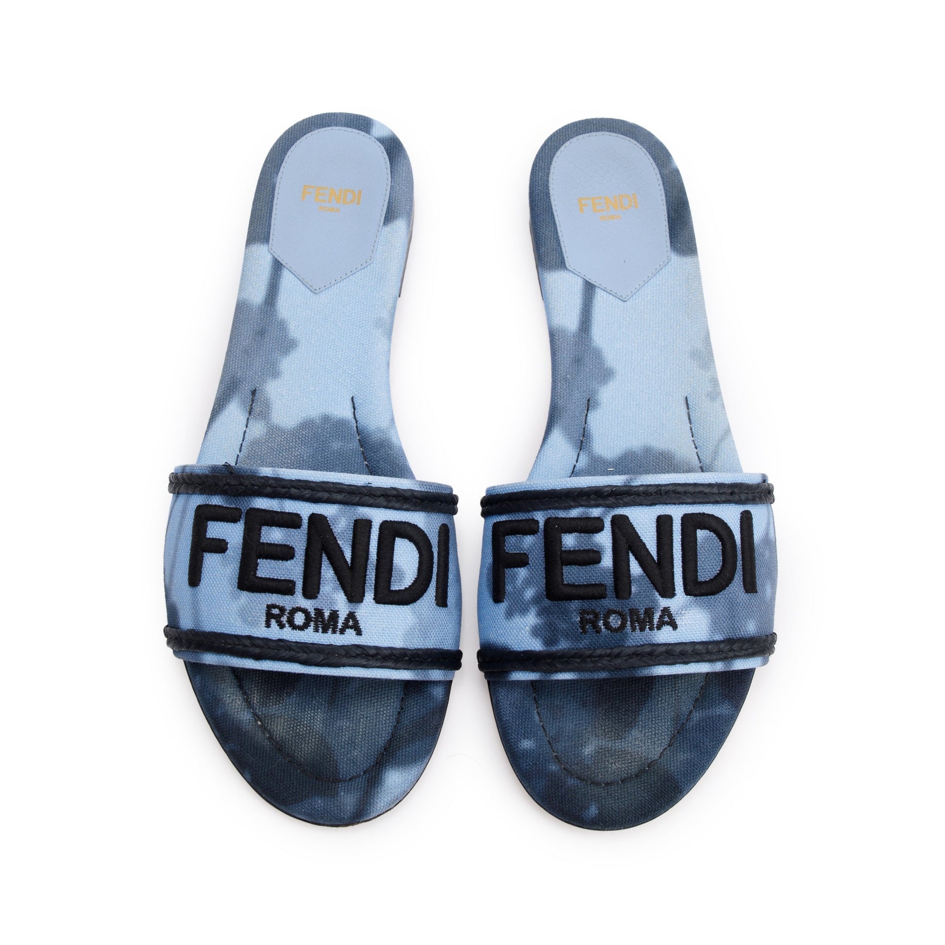 Fendi Signature Roma Slides Size Travel Bag Canvas Blue