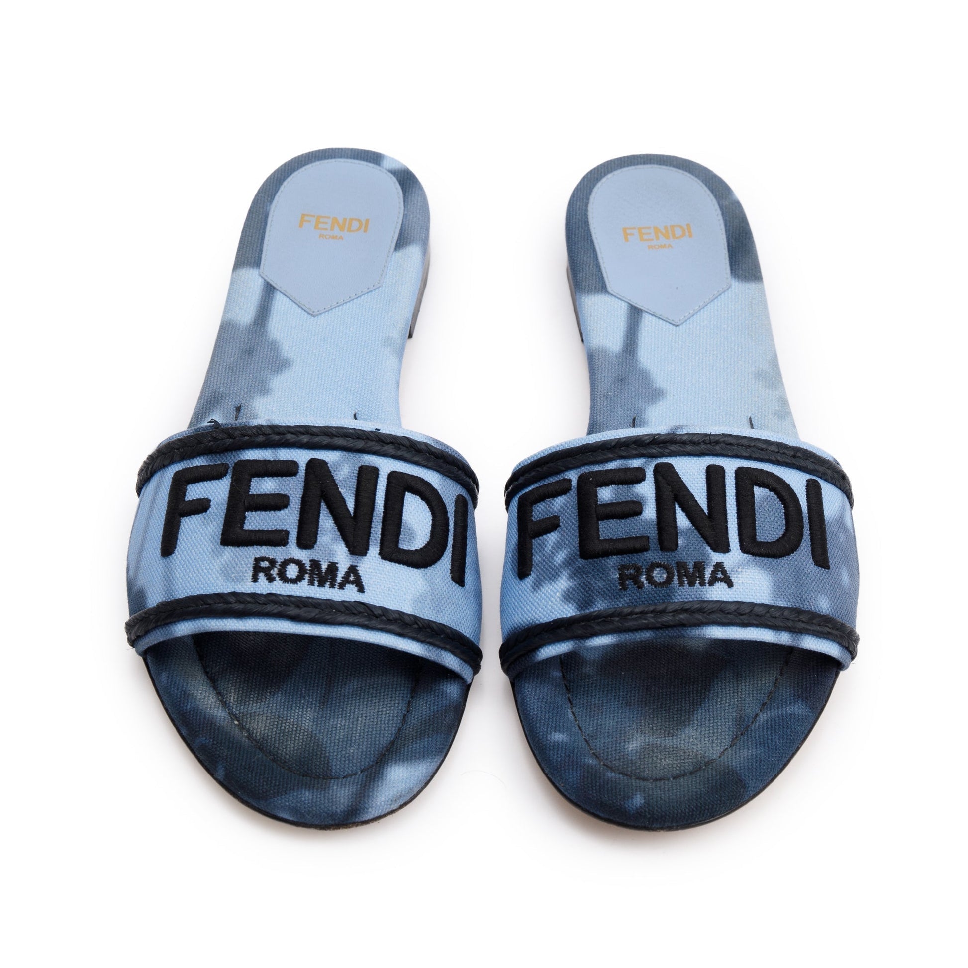 Fendi Signature Roma Slides Size Travel Bag Canvas Blue