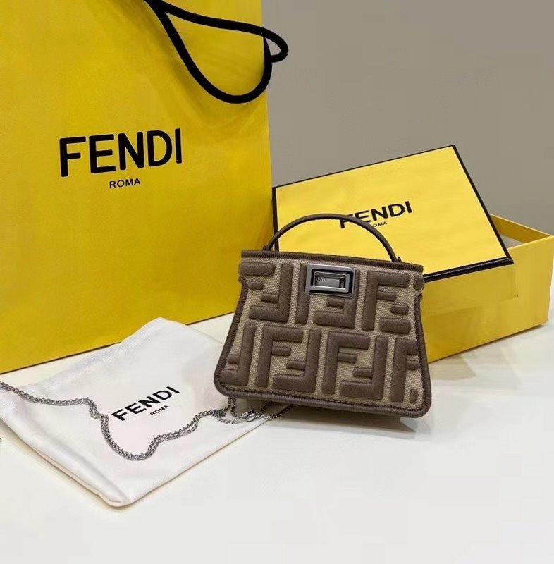 Fendi Peekaboo Bag Brown Mini Travel Bag Mini Bag Bfnd9941