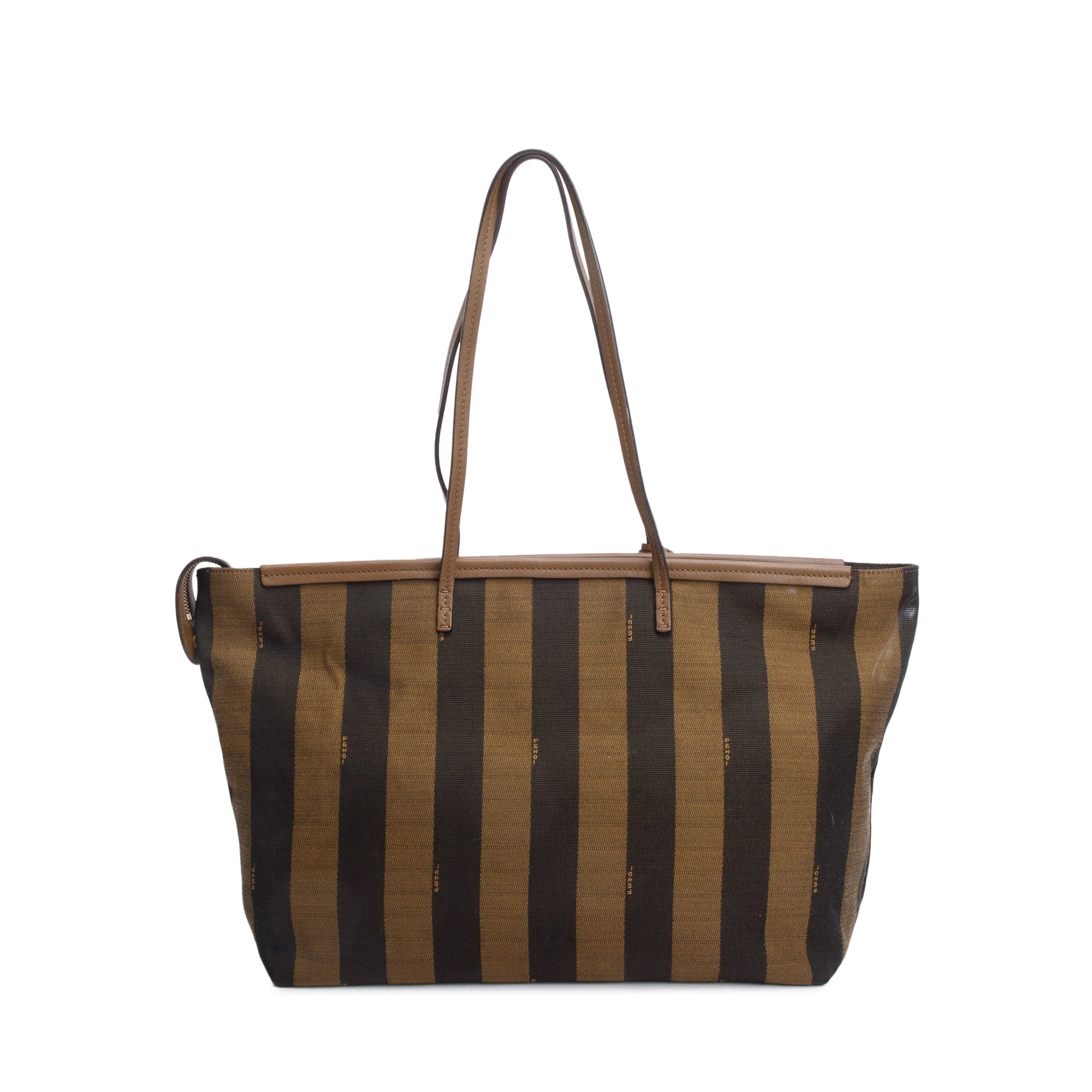 Fendi Pequin Roll Tote Canvas Brown Tote Bag