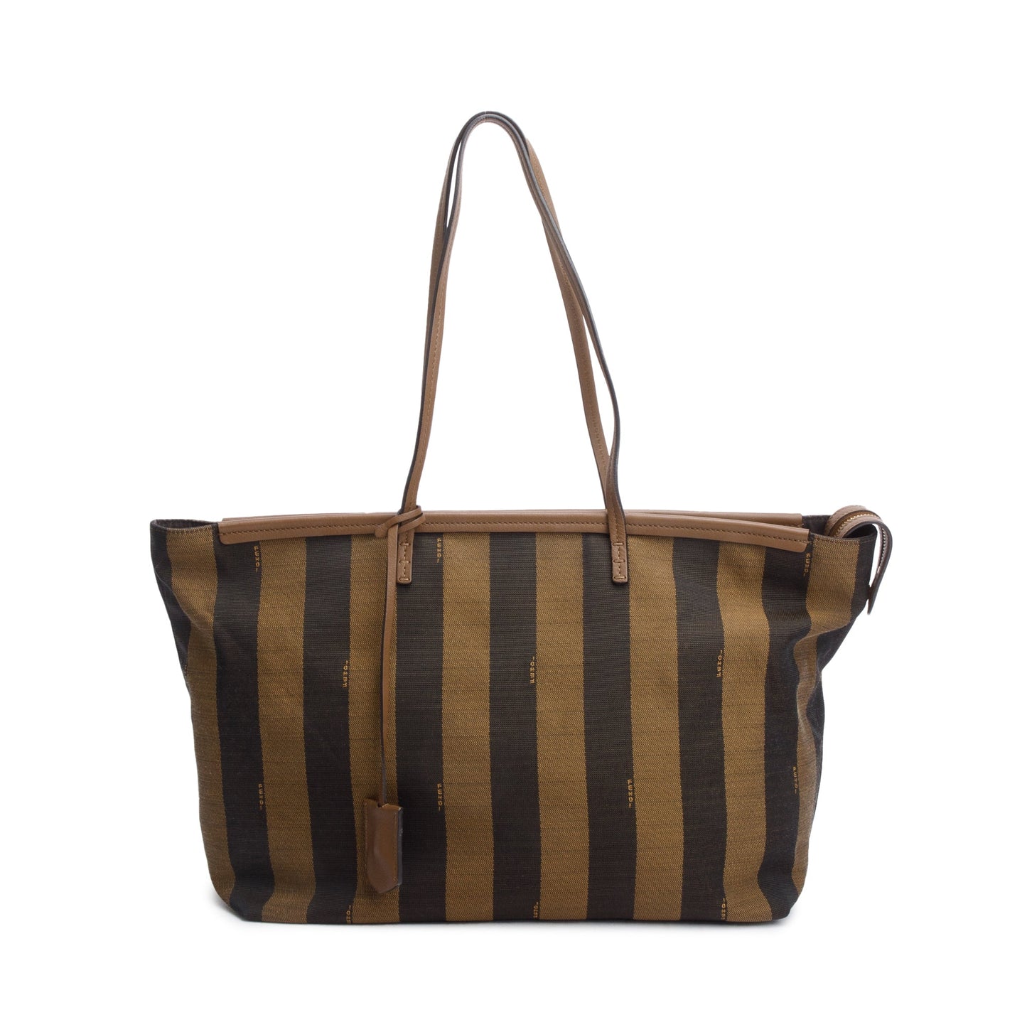 Fendi Pequin Roll Tote Canvas Brown Tote Bag