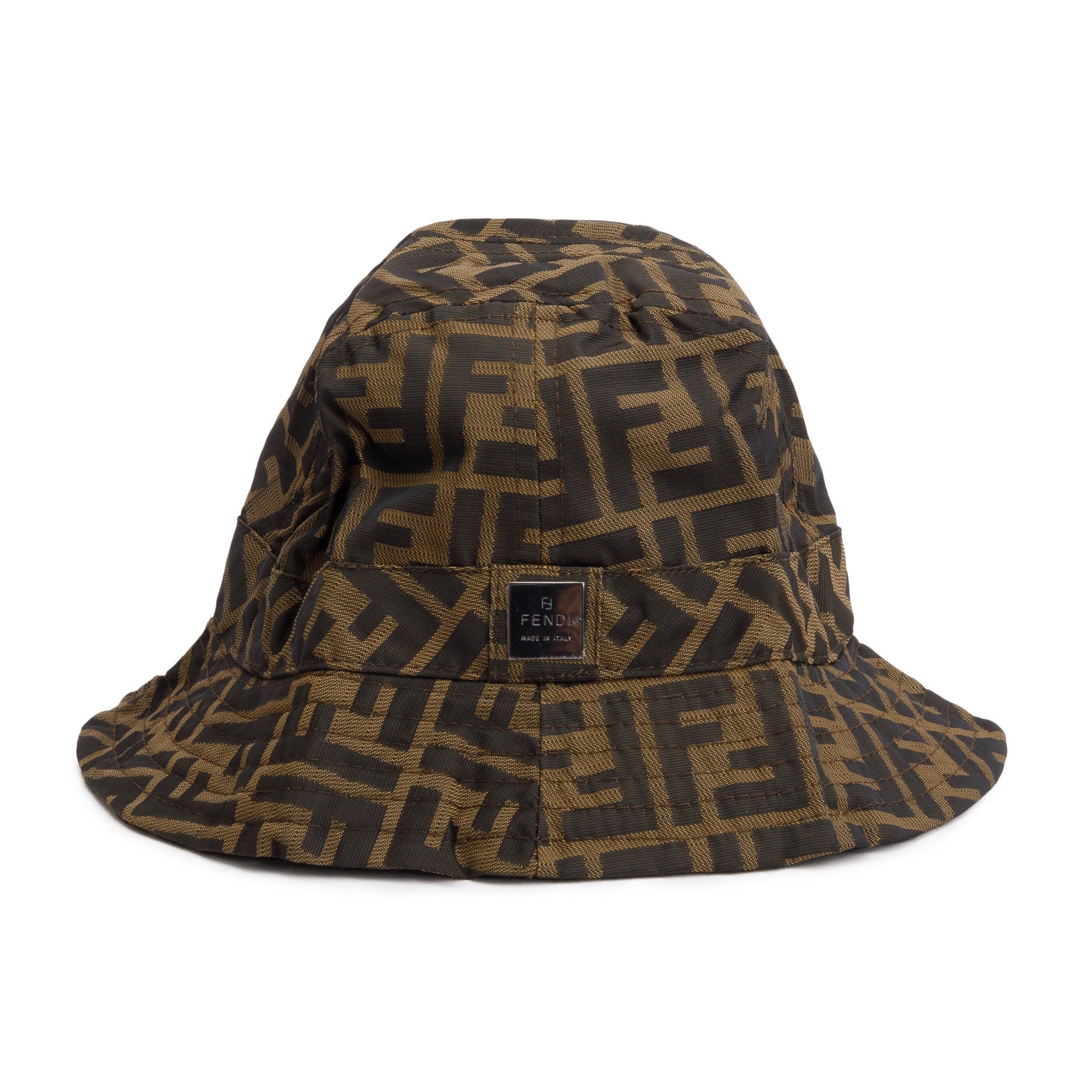 Fendi Zucca Ff Hat Size Canvas Brown Bucket Bag