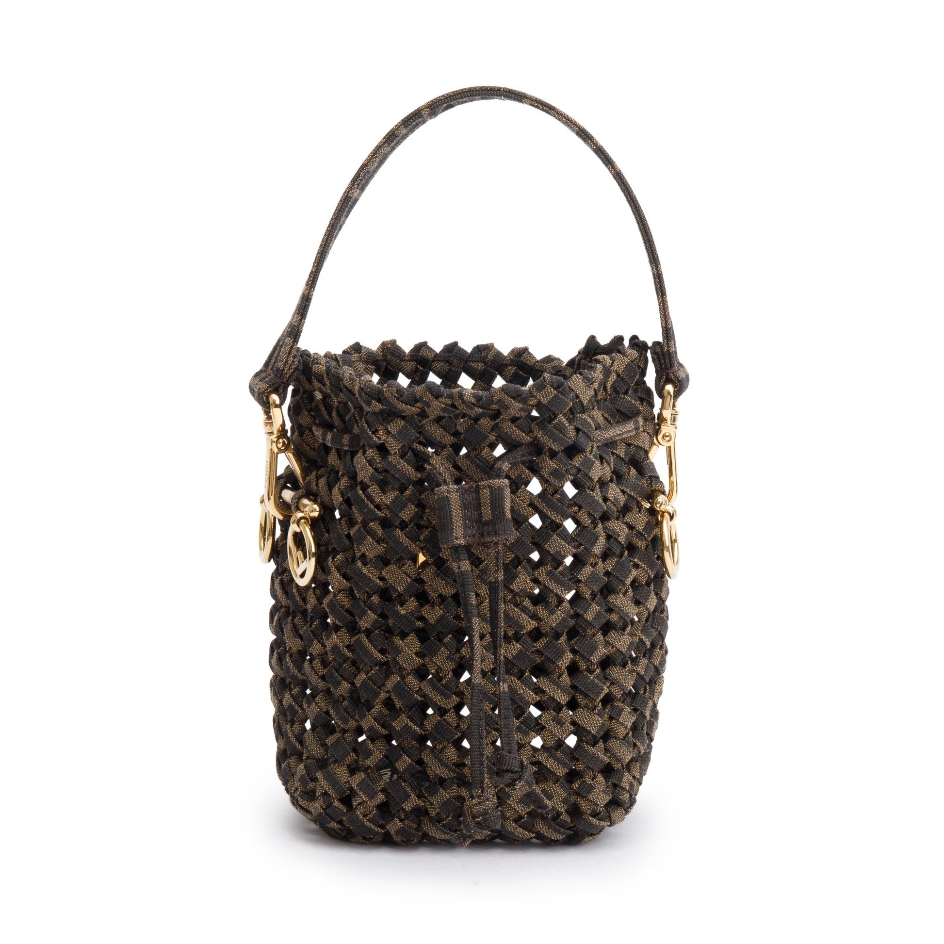 Fendi Zucca Interlace Mon Tresor Bucket Bag Canvas Brown