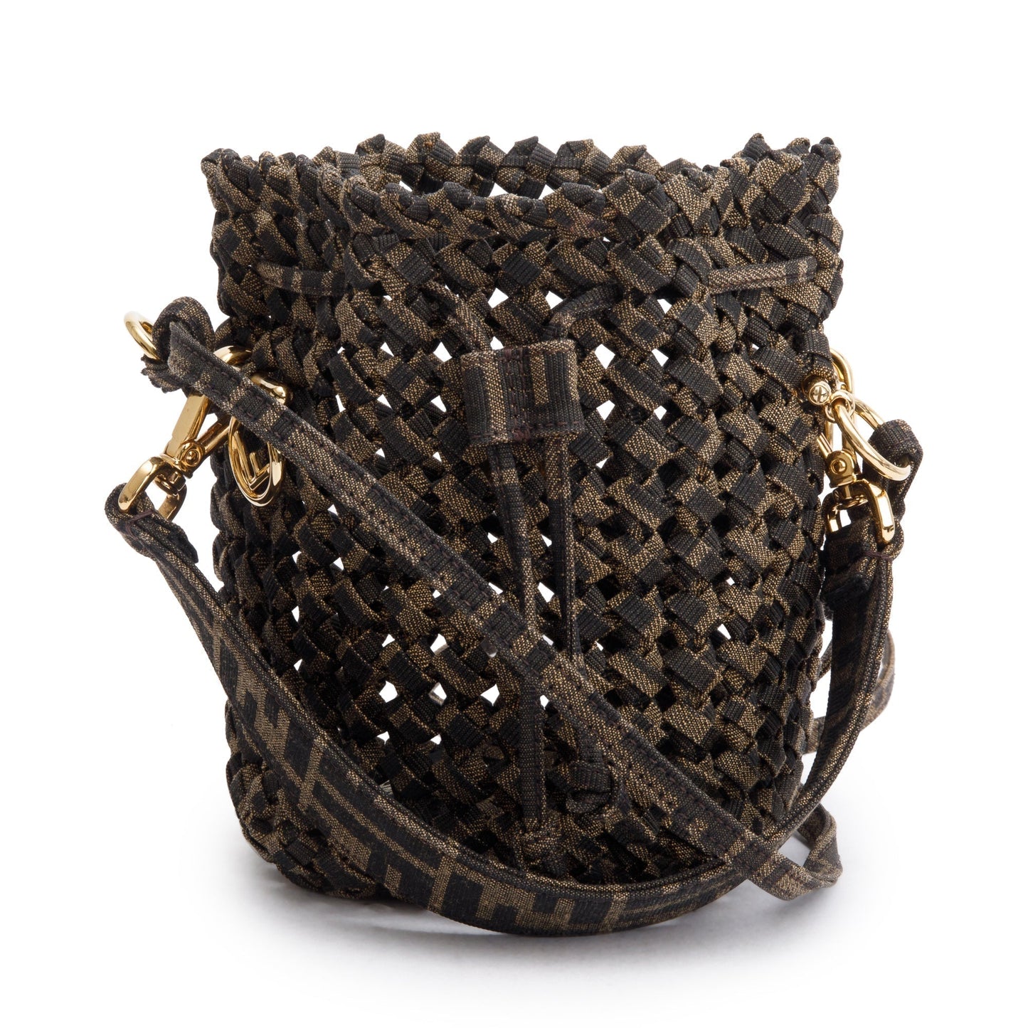 Fendi Zucca Interlace Mon Tresor Bucket Bag Canvas Brown