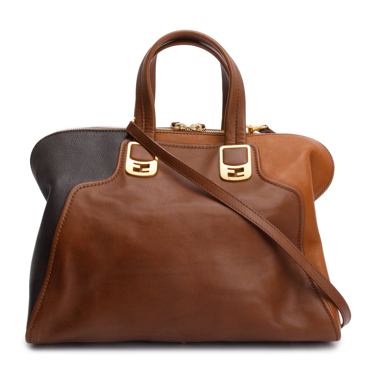 Fendi Calfskin Mediu Chameleon Tote Leather Black Tote Bag
