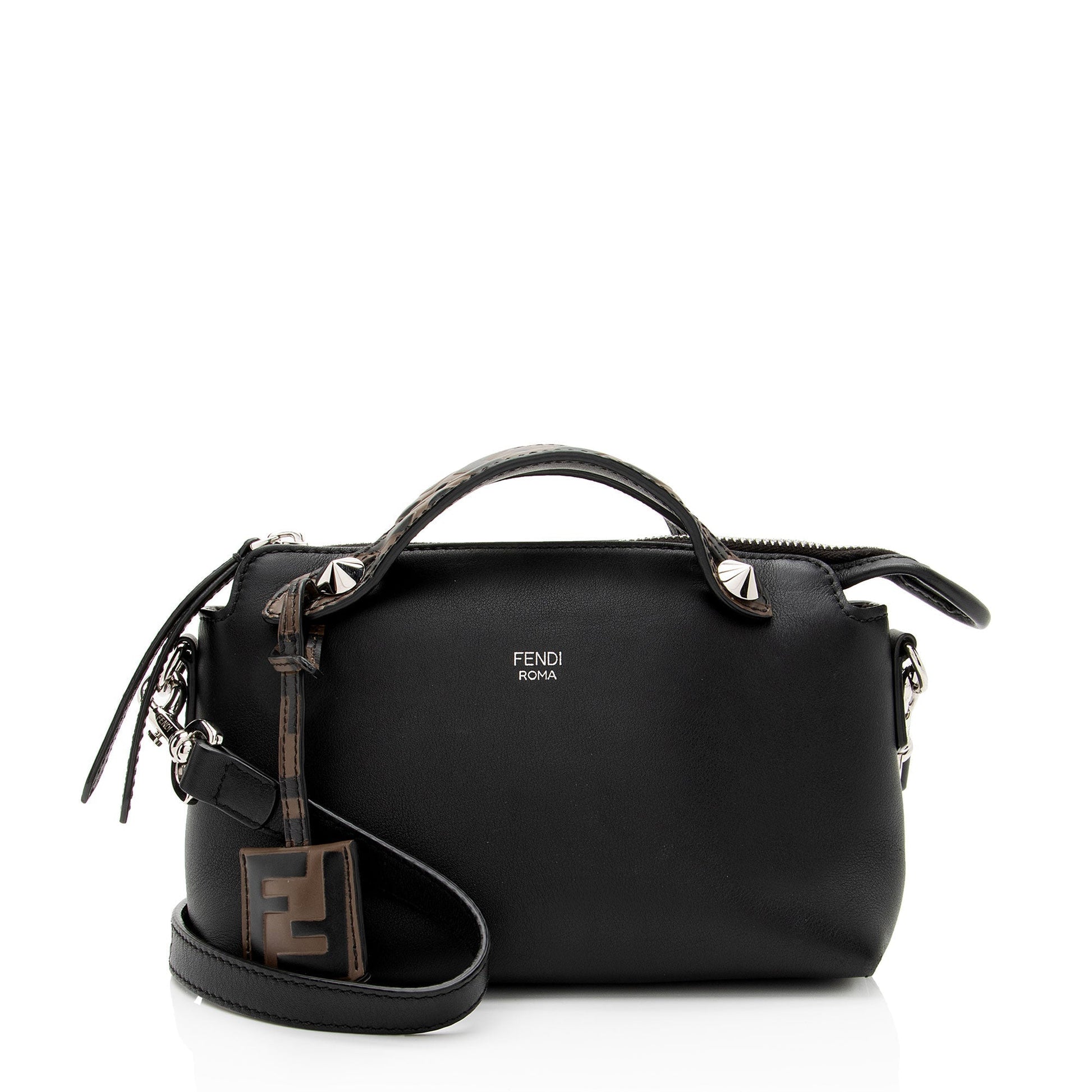 Fendi Calfskin Ff By The Way Boston Bag Mini Embossed Crossbody Bag