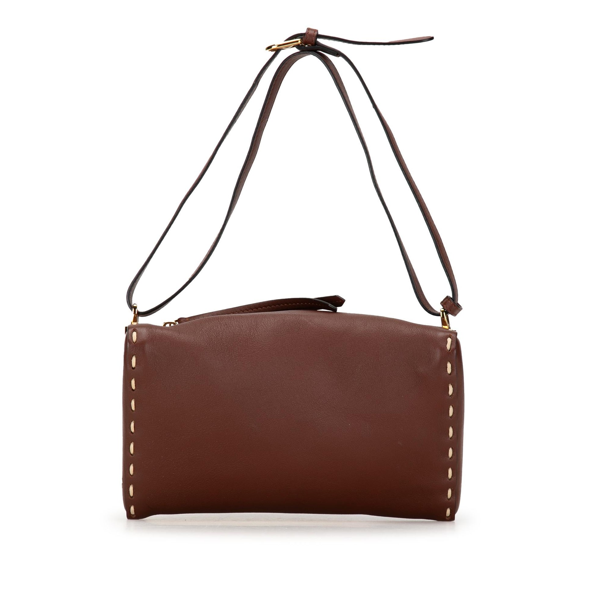 Fendi Calfskin Selleria Triangle Shoulder Bag Shg Pywpip